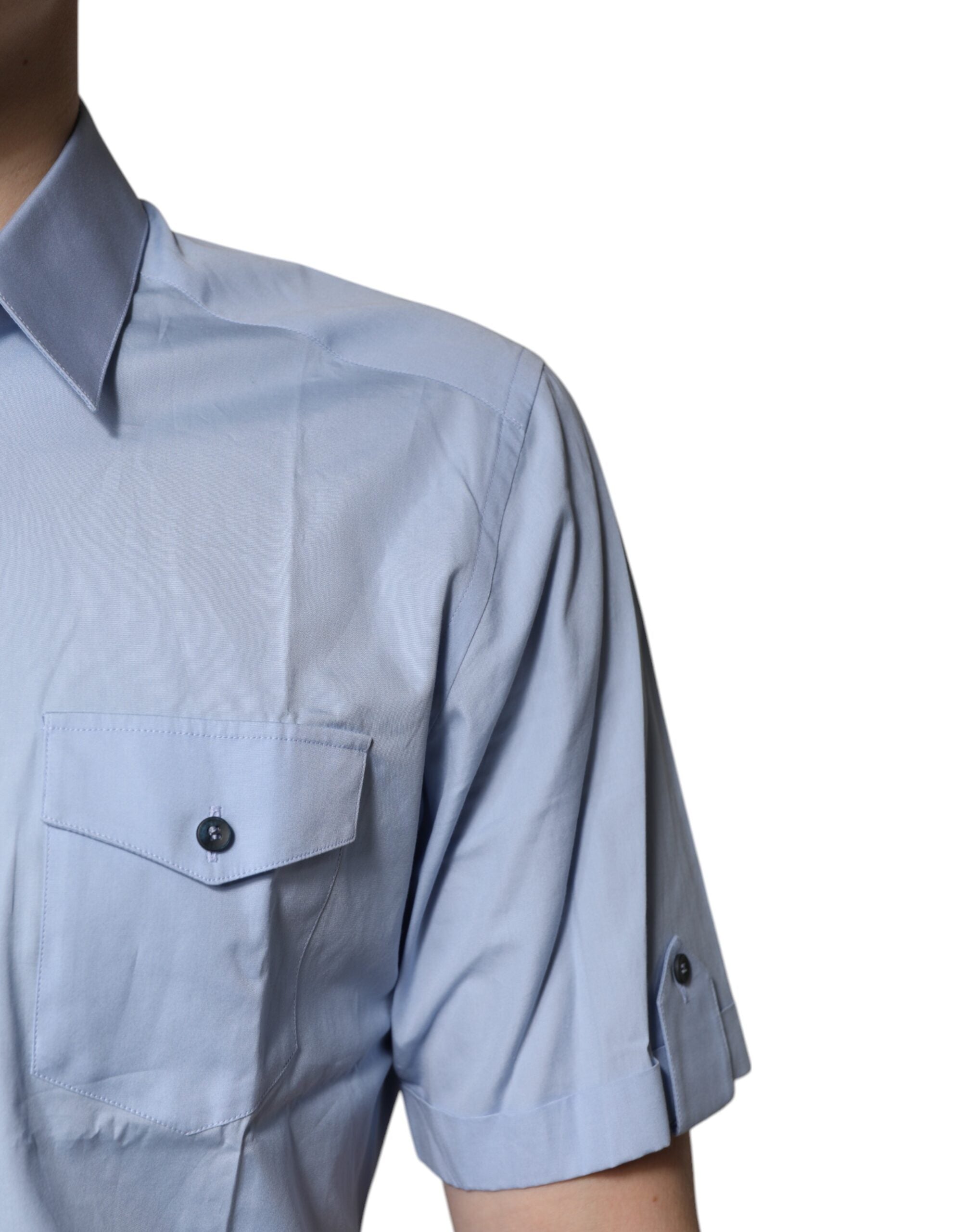 Dolce & Gabbana Blue Cotton Button Down Casual Polo Shirt -   -  Dolce & Gabbana.