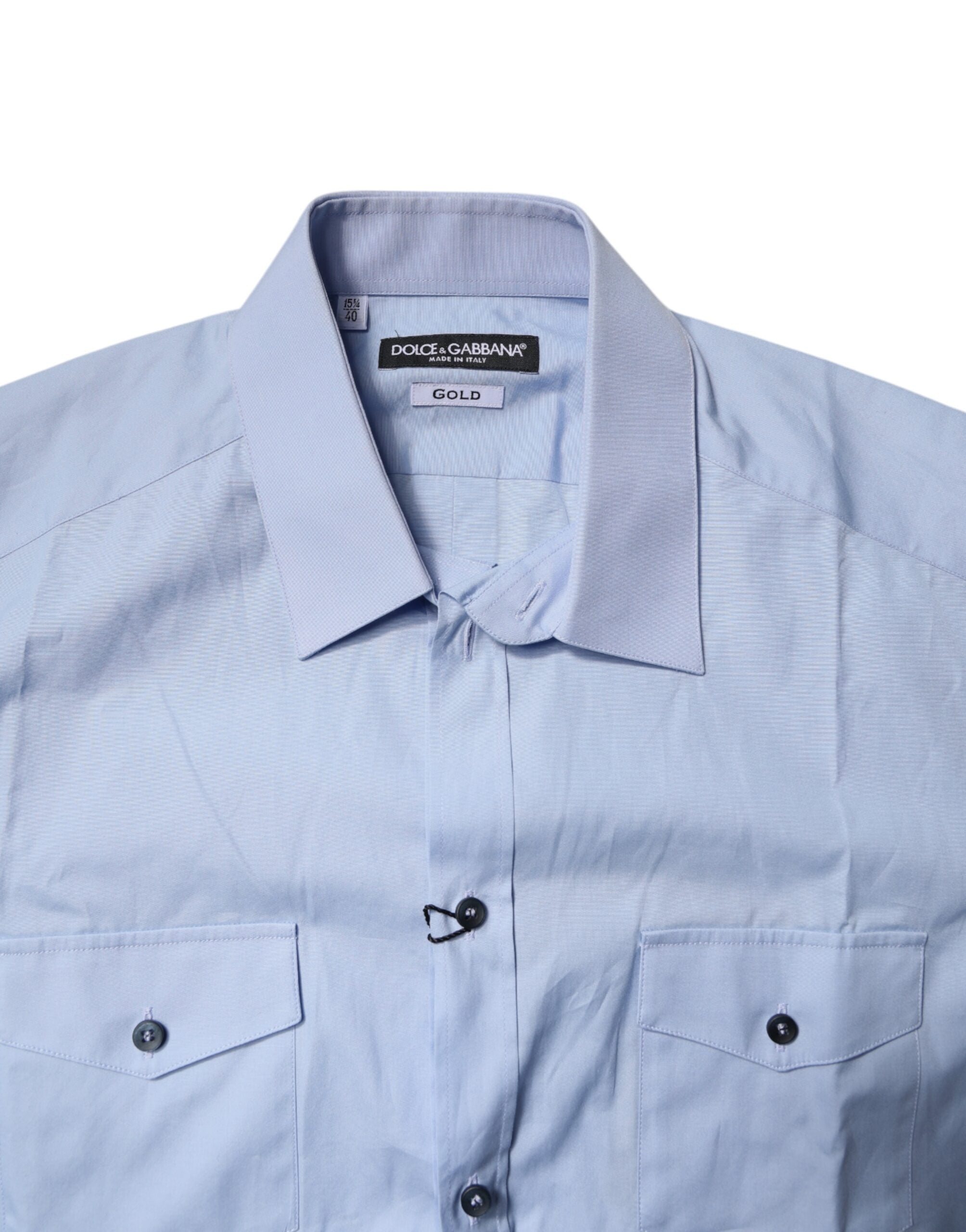 Dolce & Gabbana Blue Cotton Button Down Casual Polo Shirt -   -  Dolce & Gabbana.
