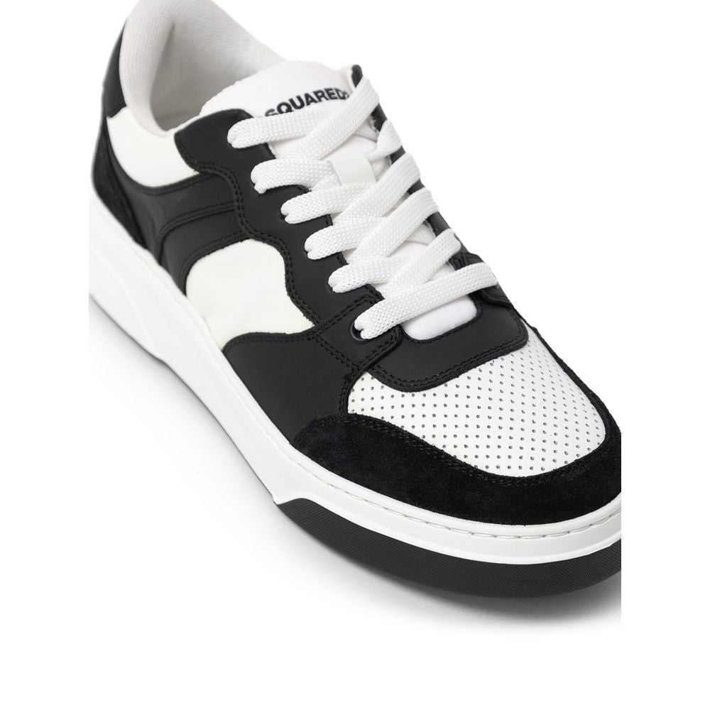 Dsquared² Black And White Leather Sneaker -   -  Dsquared².