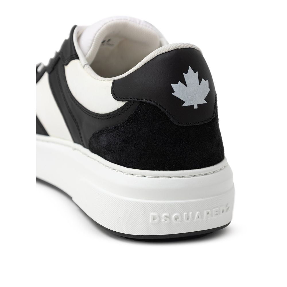 Dsquared² Black And White Leather Sneaker -   -  Dsquared².