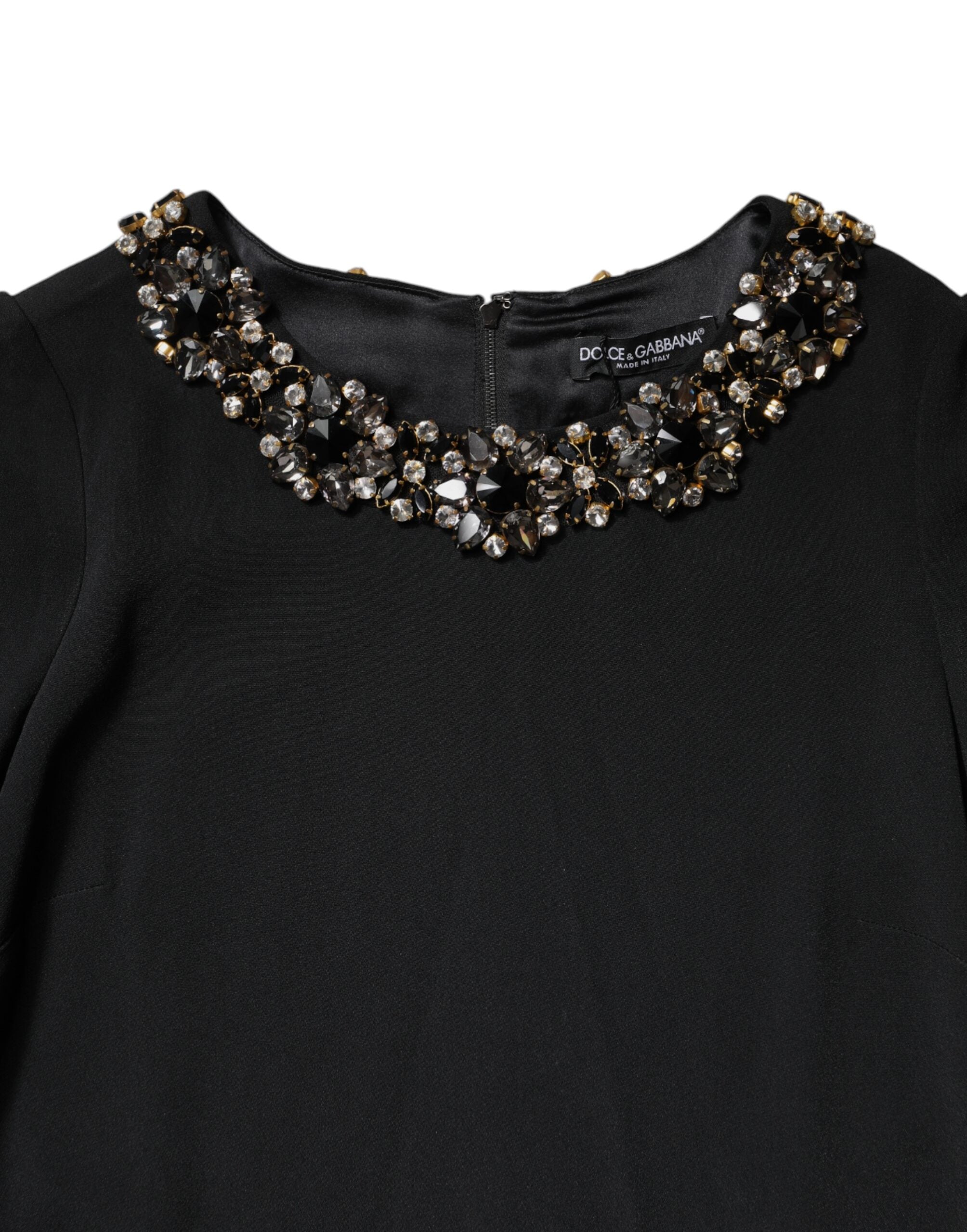 Dolce & Gabbana Black Crystal Embellished Round Neck Mini Dress -   -  Dolce & Gabbana.