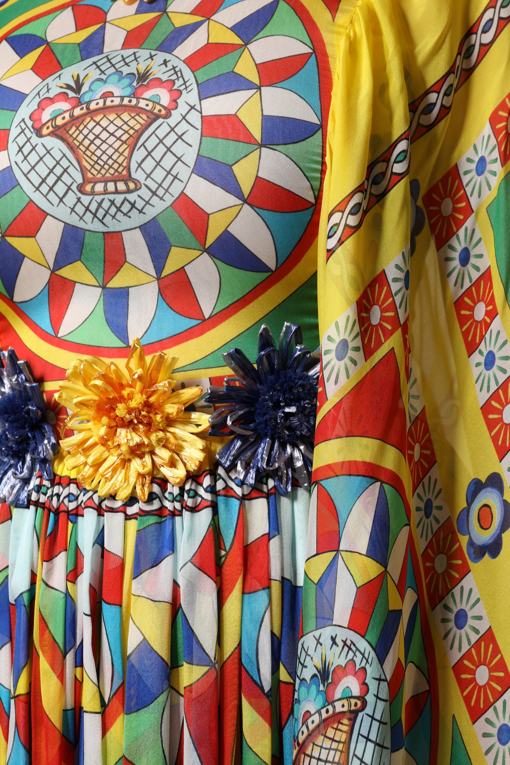 Dolce & Gabbana Multicolour Carretto Print Kaftan Twill Dress -   -  Dolce & Gabbana.