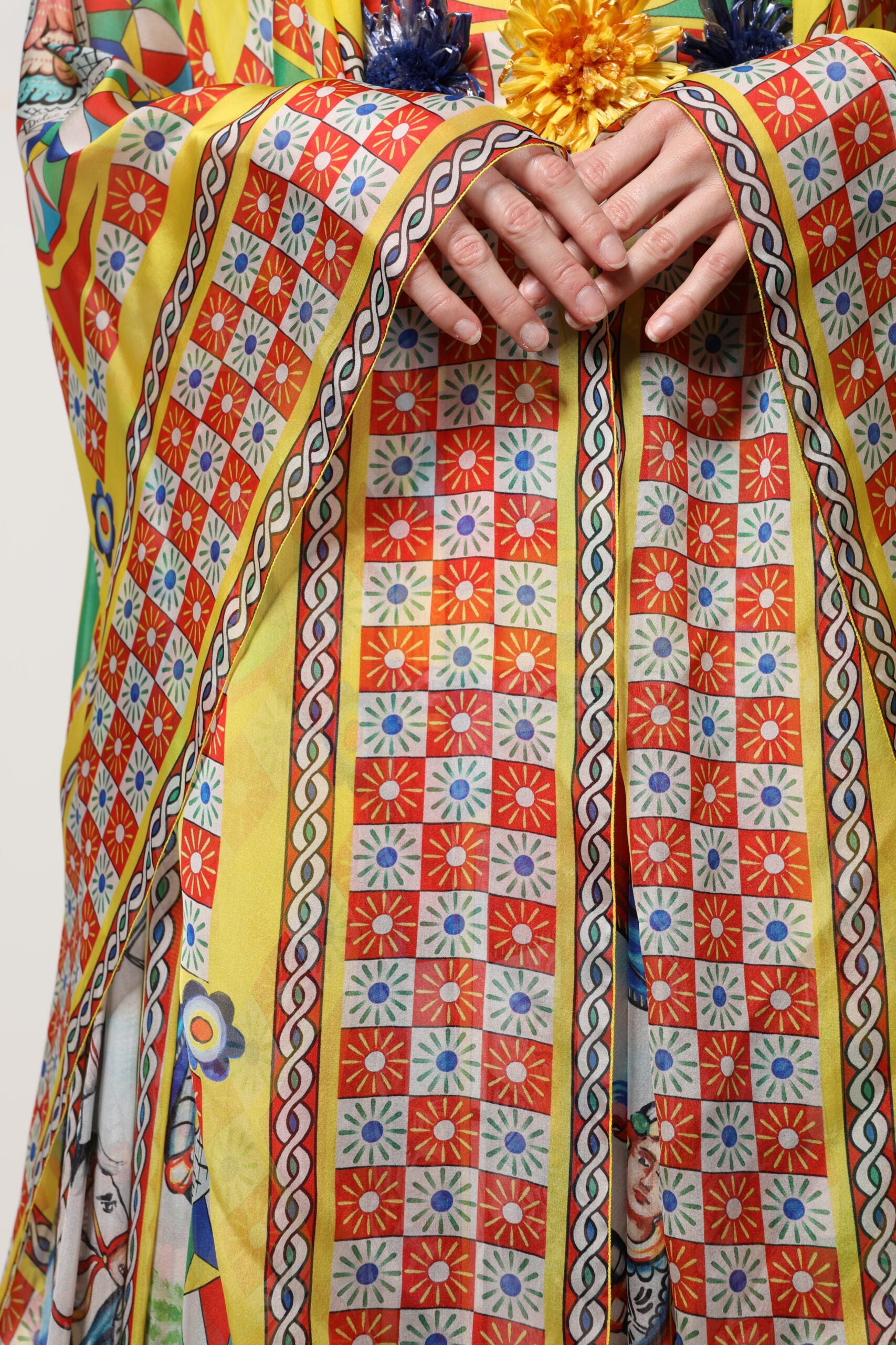 Dolce & Gabbana Multicolour Carretto Print Kaftan Twill Dress -   -  Dolce & Gabbana.