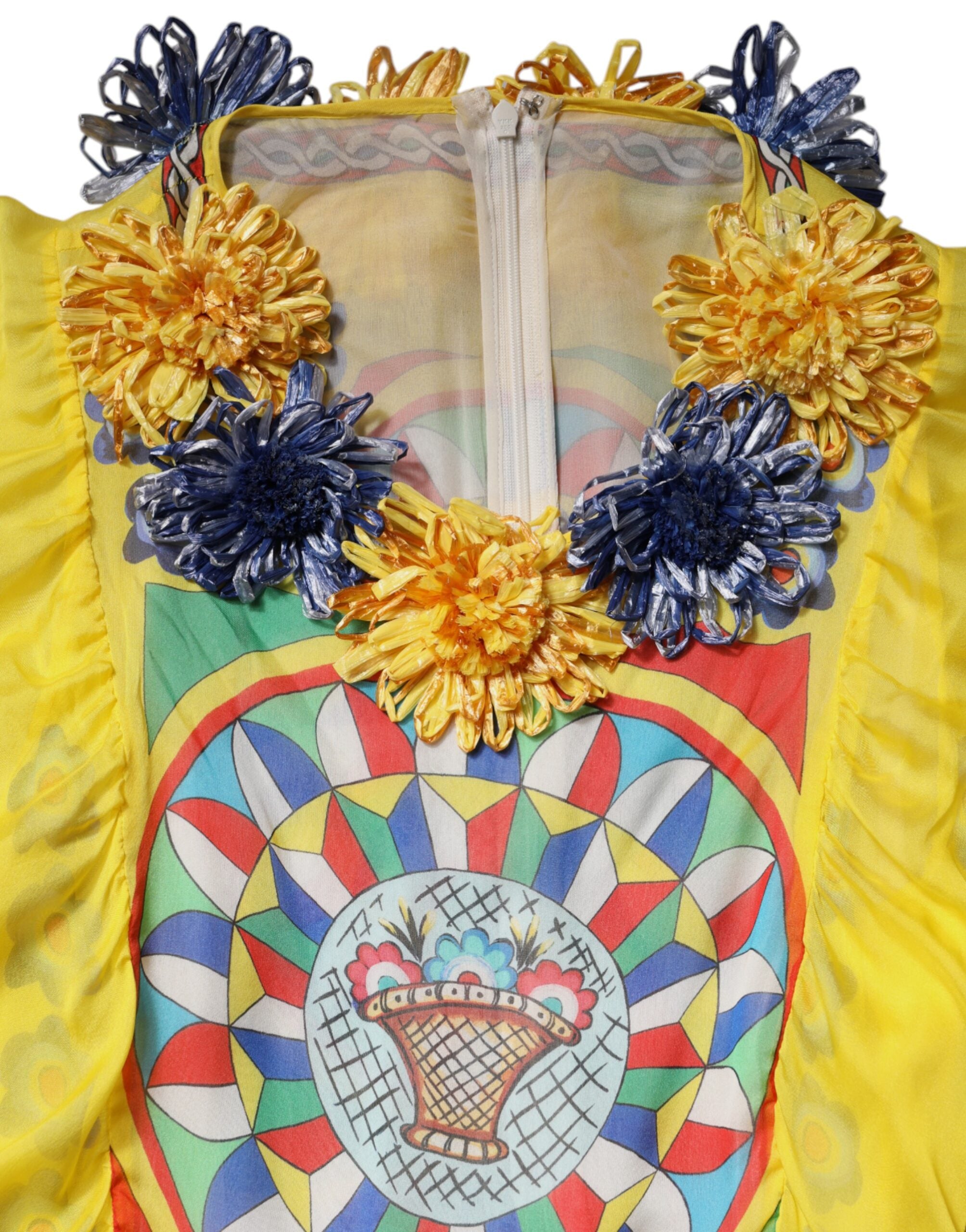 Dolce & Gabbana Multicolour Carretto Print Kaftan Twill Dress -   -  Dolce & Gabbana.