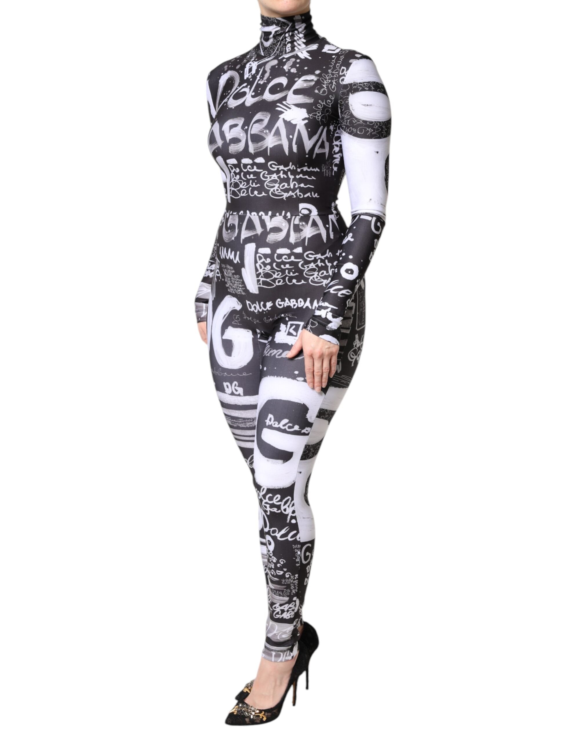 Dolce & Gabbana Black Logo Turtleneck Bodycon Jumpsuit Dress -   -  Dolce & Gabbana.