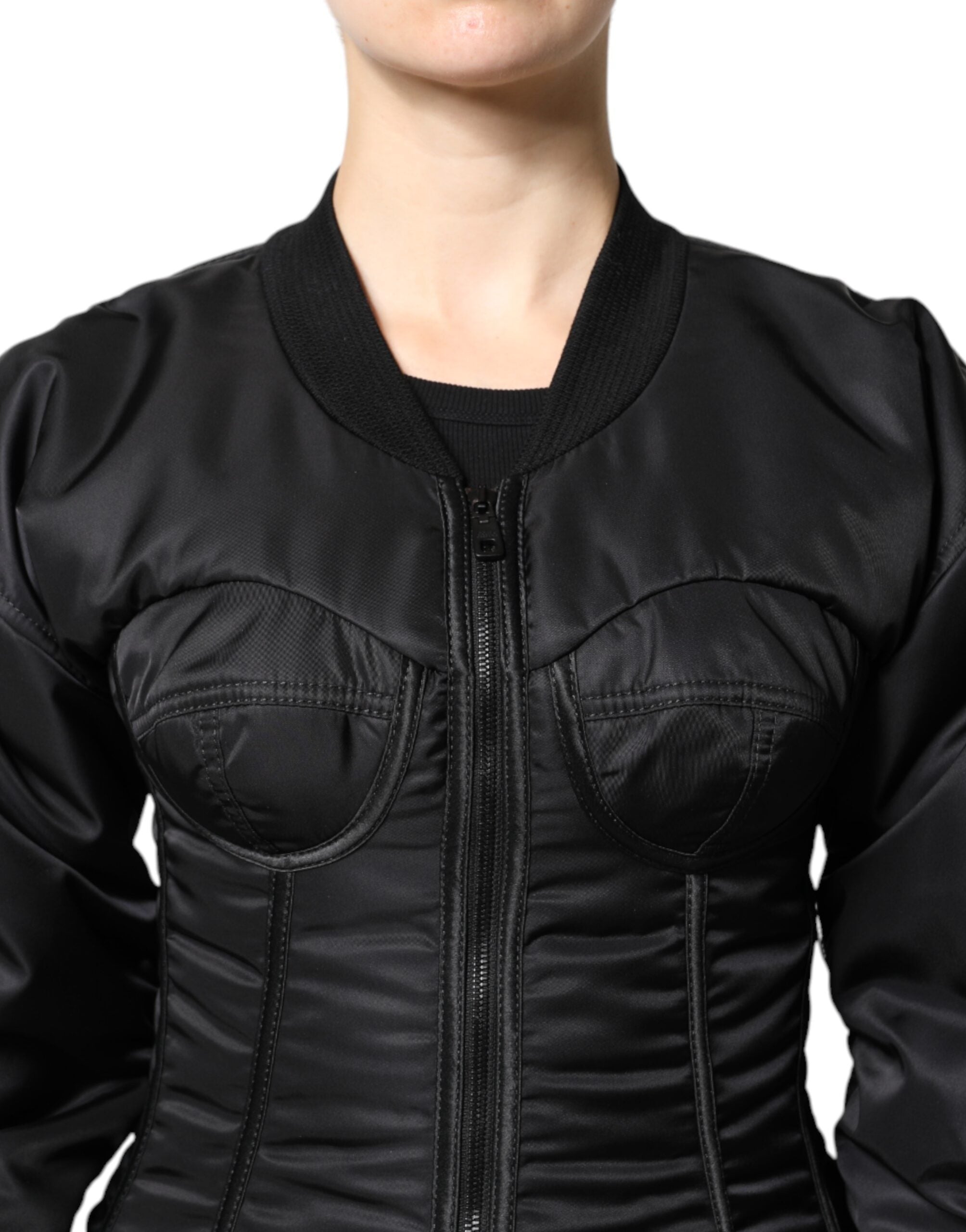 Dolce & Gabbana Black Nylon Full Zip Bustier Corset Jacket -   -  Dolce & Gabbana.