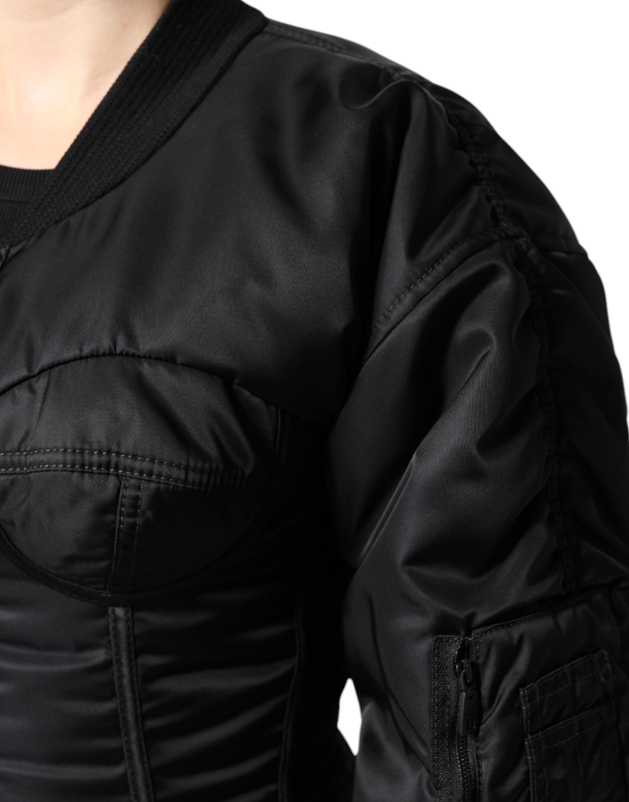 Dolce & Gabbana Black Nylon Full Zip Bustier Corset Jacket -   -  Dolce & Gabbana.