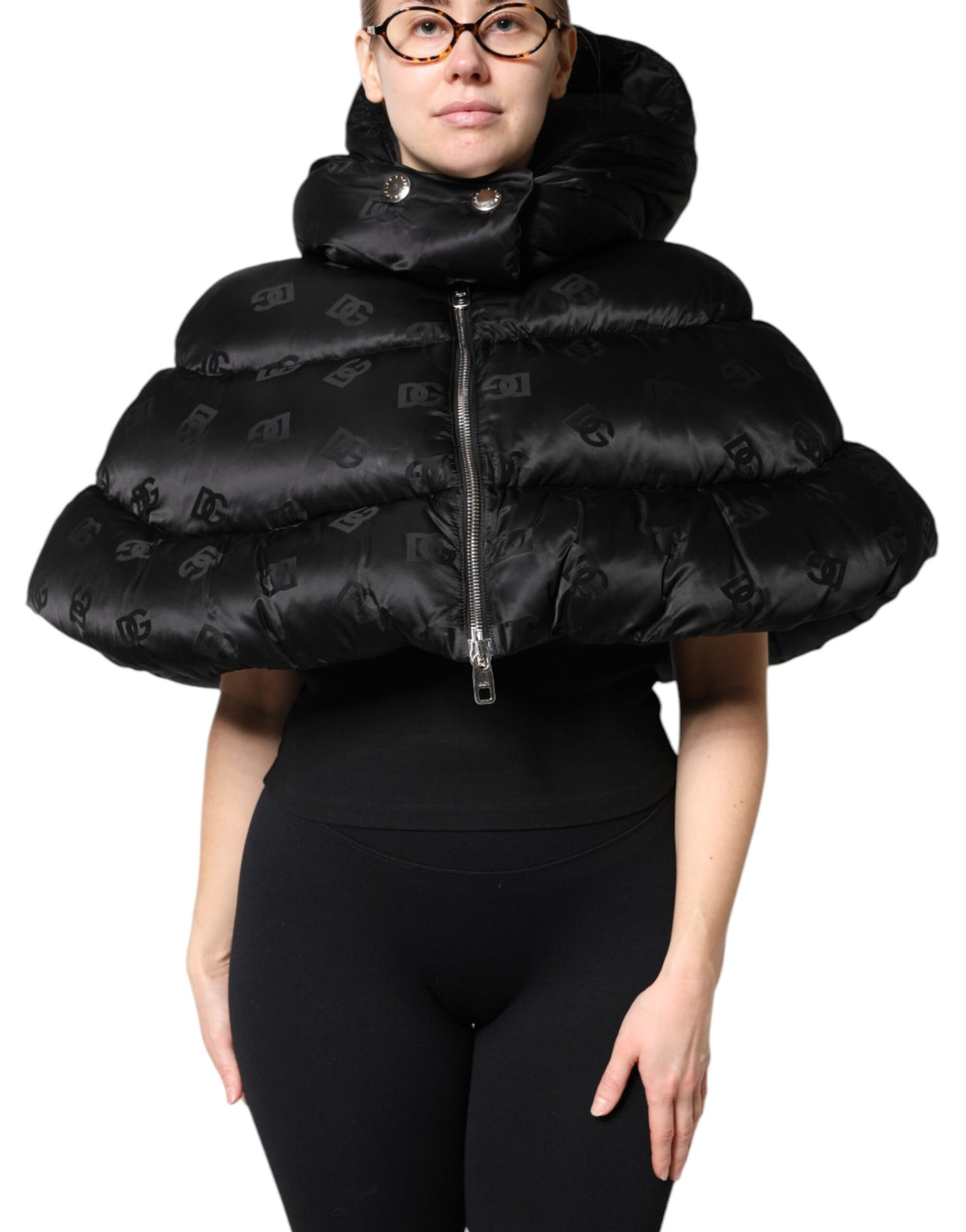 Dolce & Gabbana Black Padded Puffer Hooded Full Zip Cropped Jacket -   -  Dolce & Gabbana.