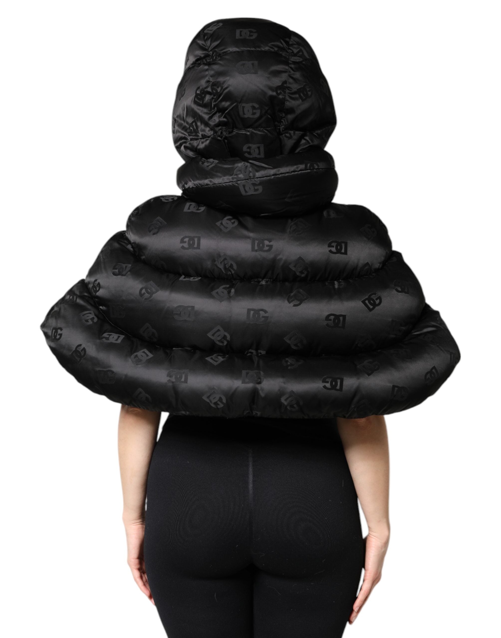 Dolce & Gabbana Black Padded Puffer Hooded Full Zip Cropped Jacket -   -  Dolce & Gabbana.