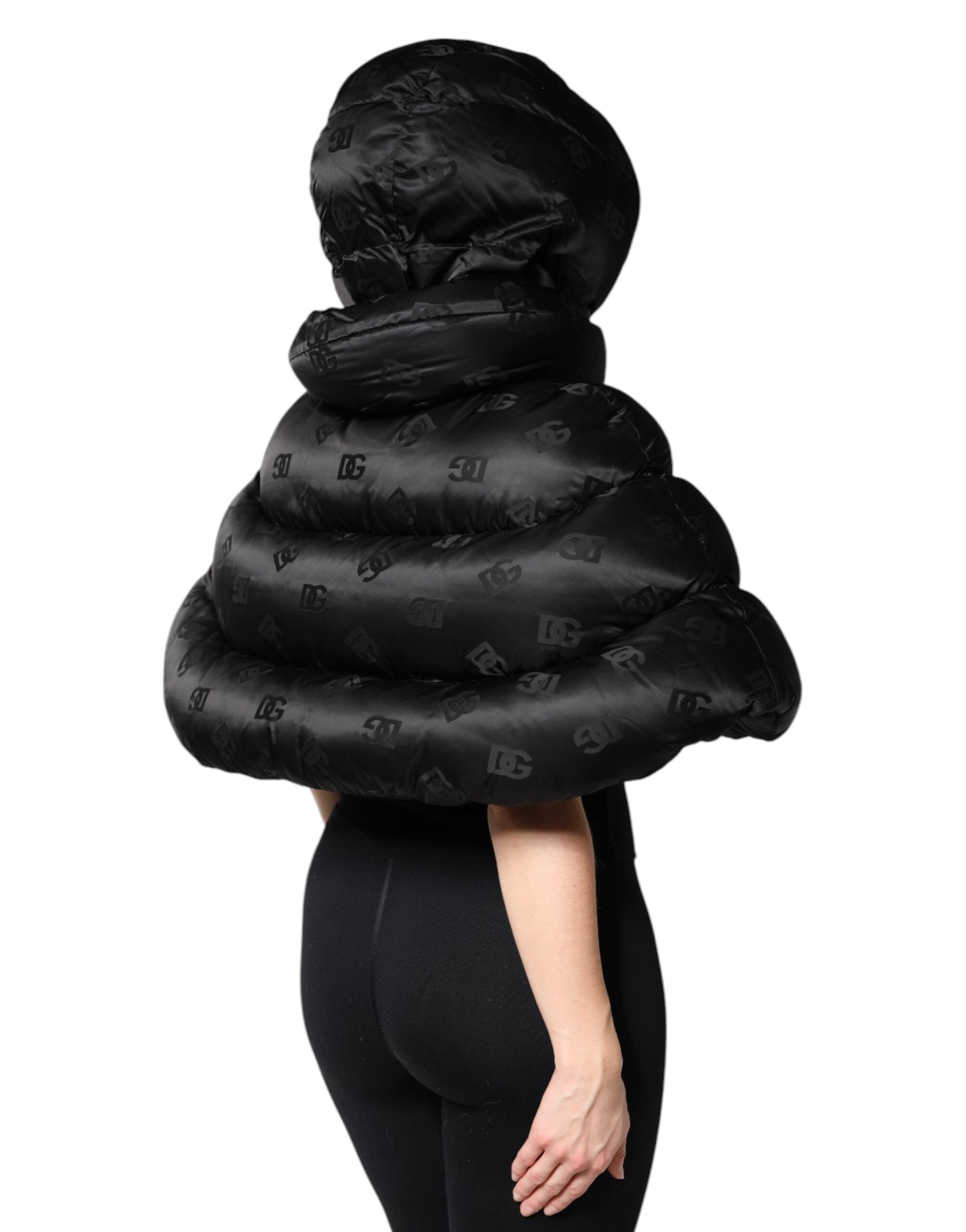 Dolce & Gabbana Black Padded Puffer Hooded Full Zip Cropped Jacket -   -  Dolce & Gabbana.
