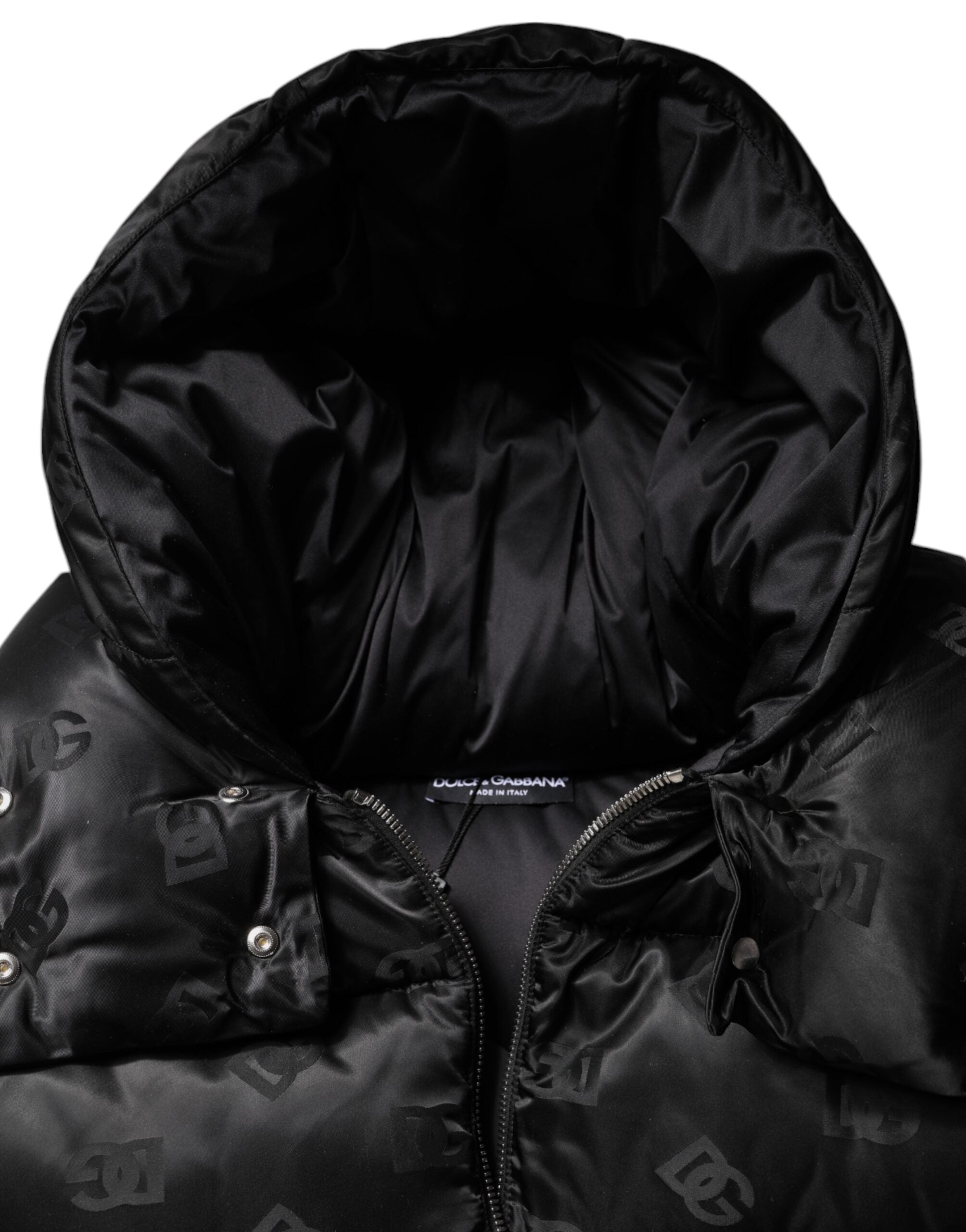 Dolce & Gabbana Black Padded Puffer Hooded Full Zip Cropped Jacket -   -  Dolce & Gabbana.