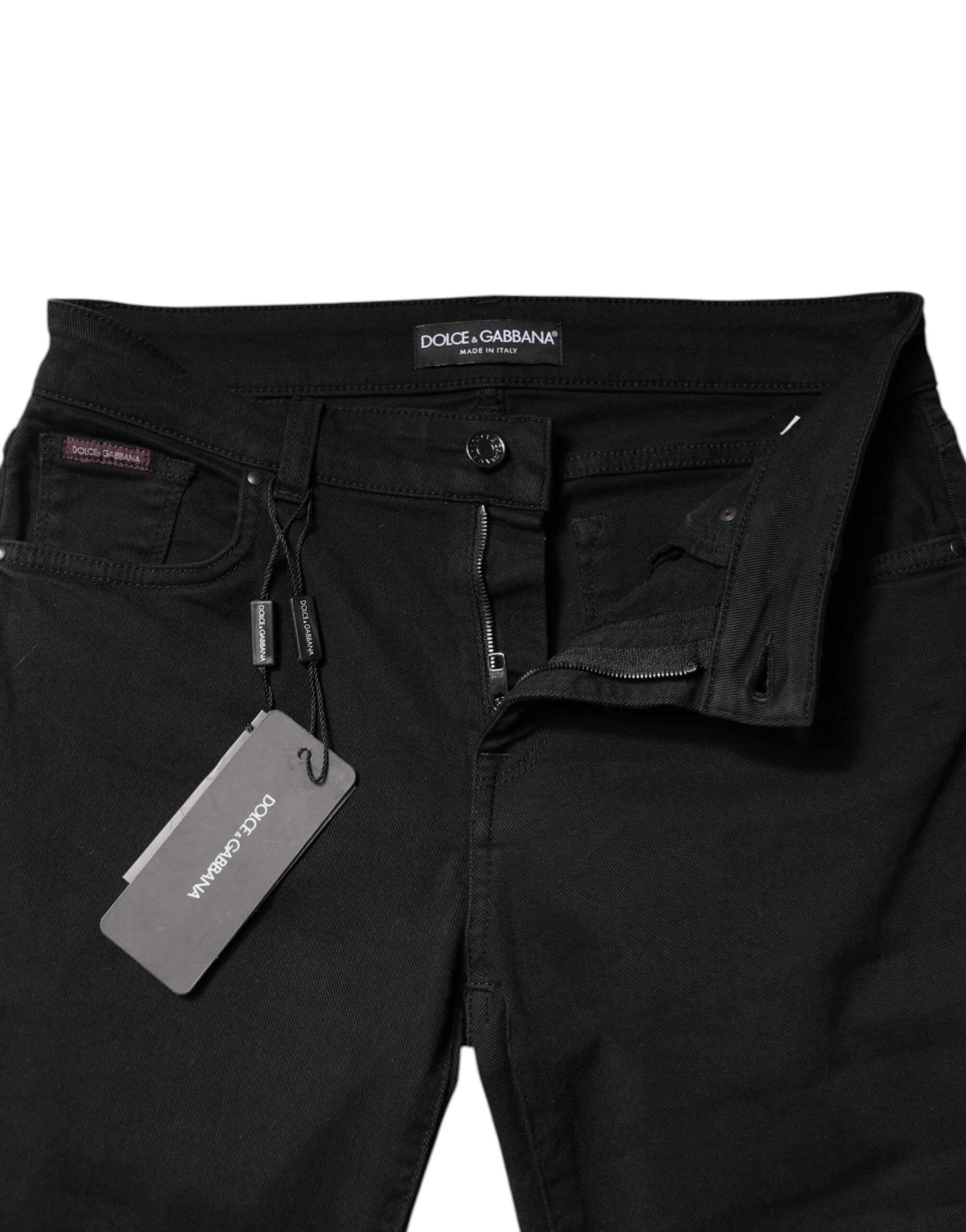 Dolce & Gabbana Black Cotton Mid Waisted Skinny Denim Jeans -   -  Dolce & Gabbana.