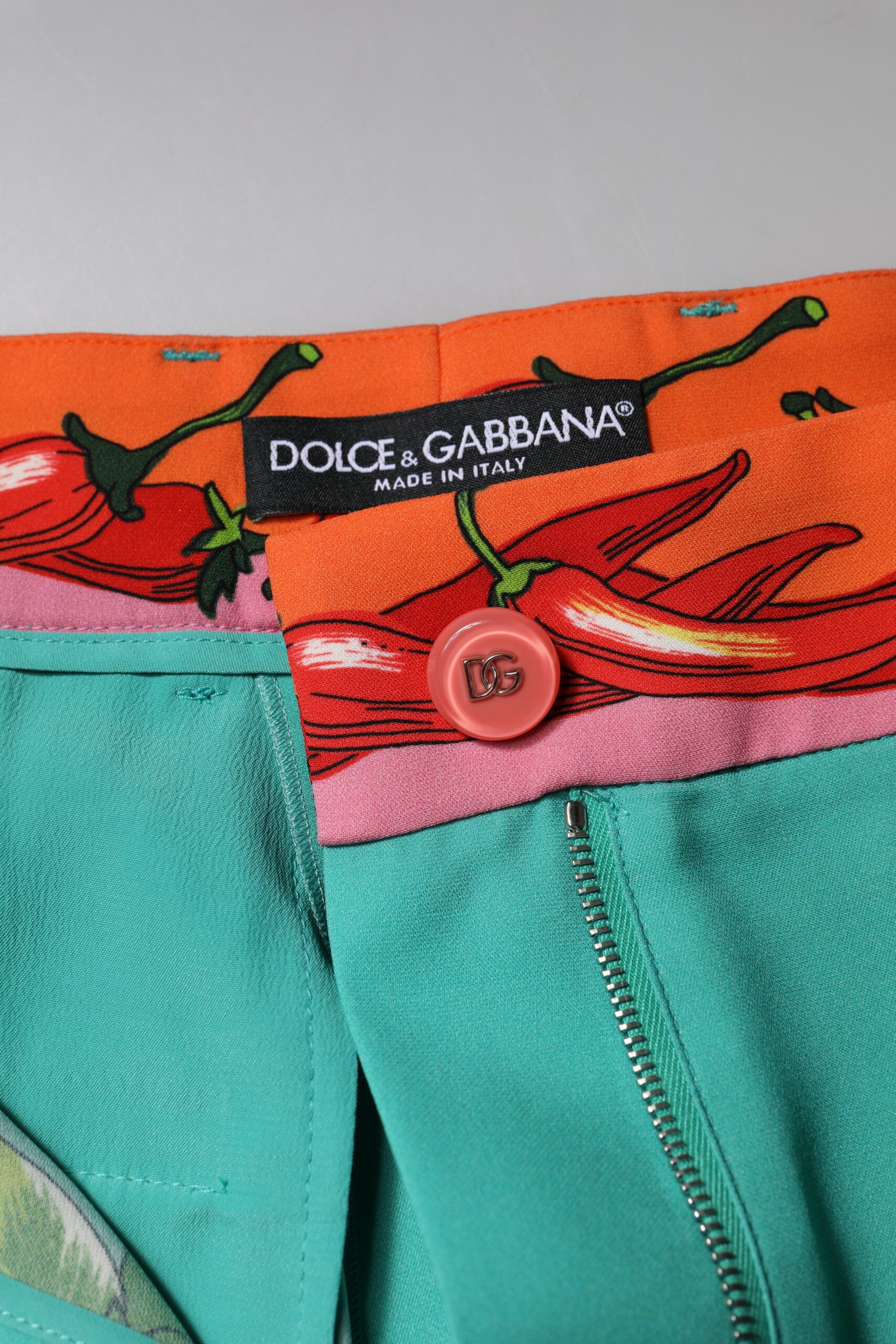 Dolce & Gabbana Green Silk Printed Straight Pants -   -  Dolce & Gabbana.