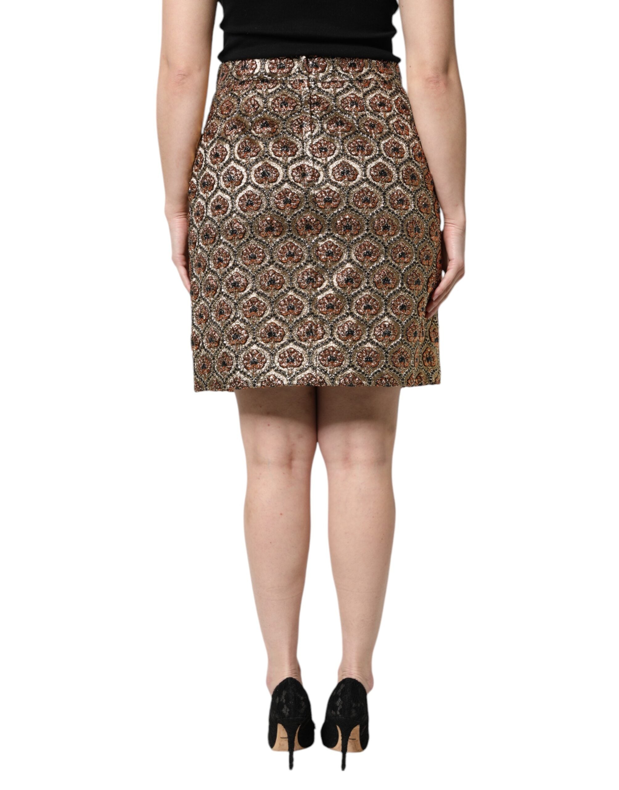 Dolce & Gabbana Brown Polyester Brocade A-line Mini Skirt -   -  Dolce & Gabbana.