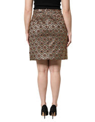 Dolce & Gabbana Brown Polyester Brocade A-line Mini Skirt -   -  Dolce & Gabbana.