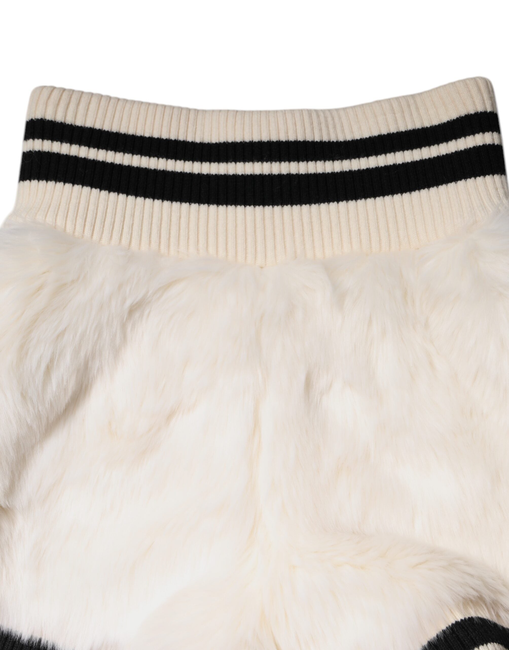 Dolce & Gabbana White Faux Fur High Waisted Hot Pants Short -   -  Dolce & Gabbana.