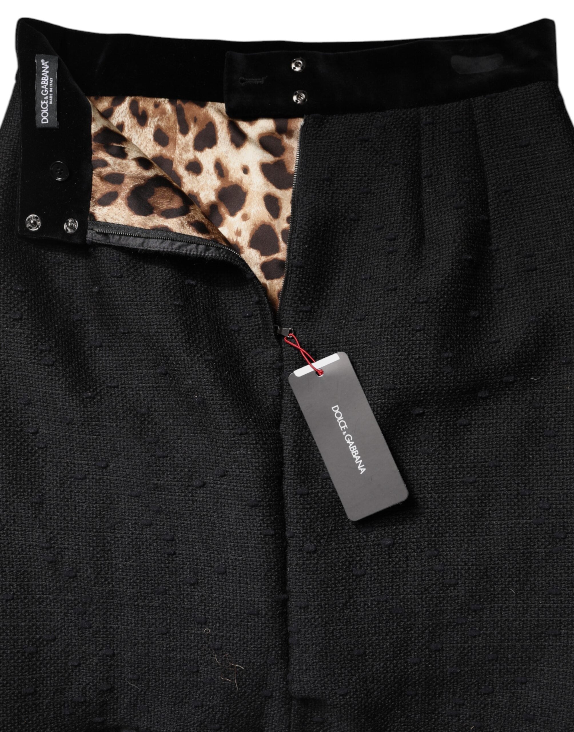 Dolce & Gabbana Black Wool Fringe High Waist Pencil Mini Skirt -   -  Dolce & Gabbana.