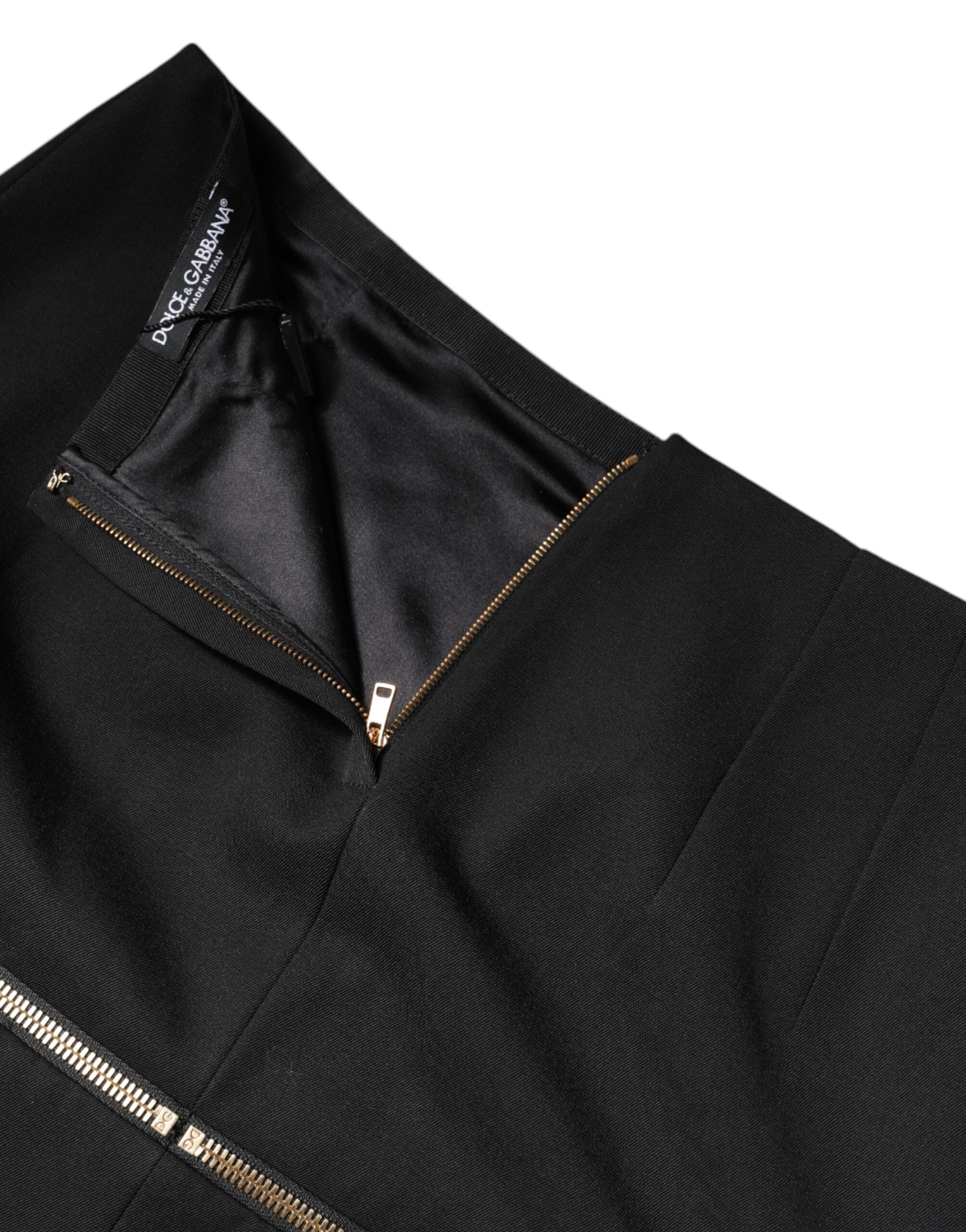 Dolce & Gabbana Black Virgin Wool High Waisted Mini Skirt -   -  Dolce & Gabbana.