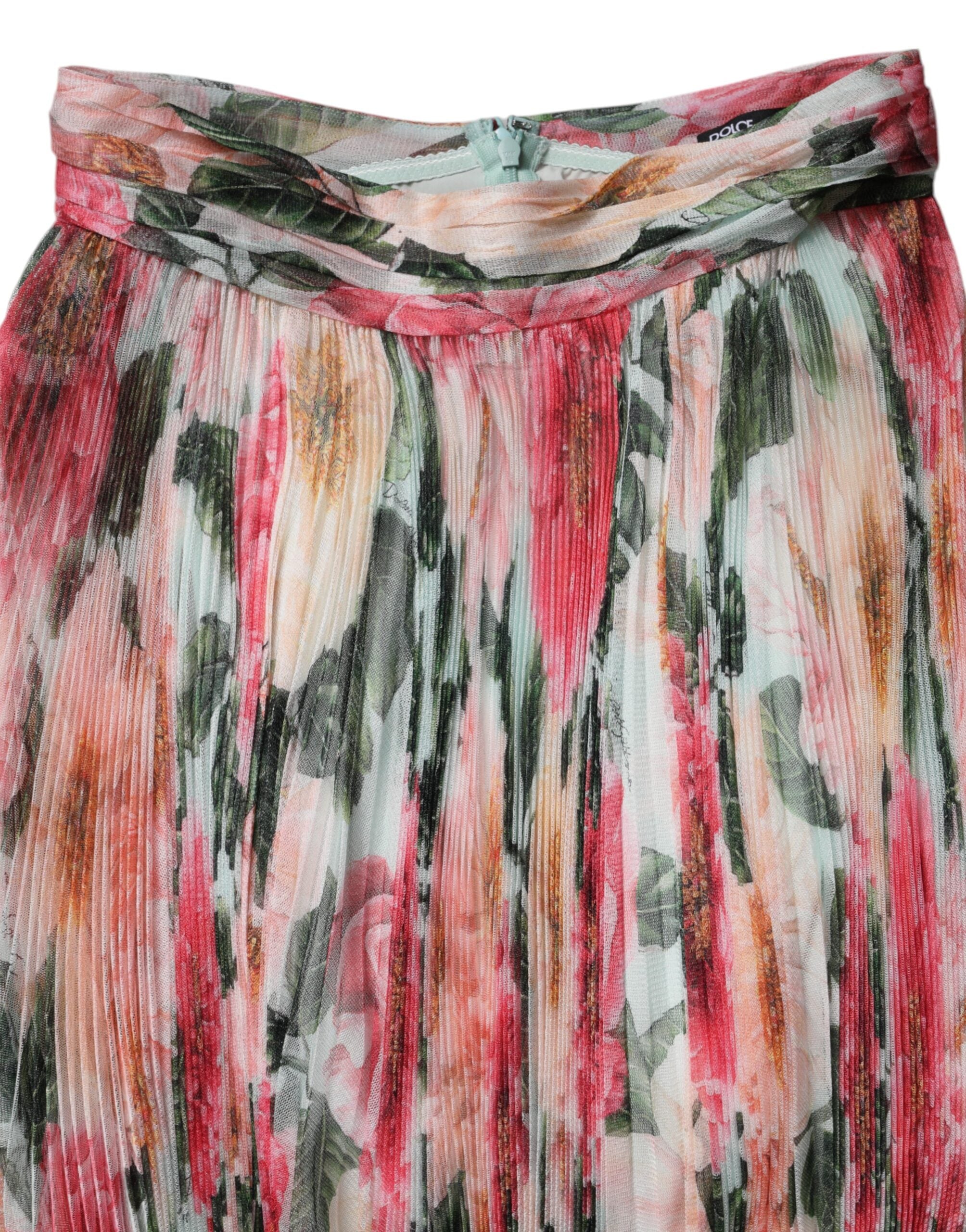Dolce & Gabbana Multicolor Silk Floral High Waist Midi Skirt -   -  Dolce & Gabbana.