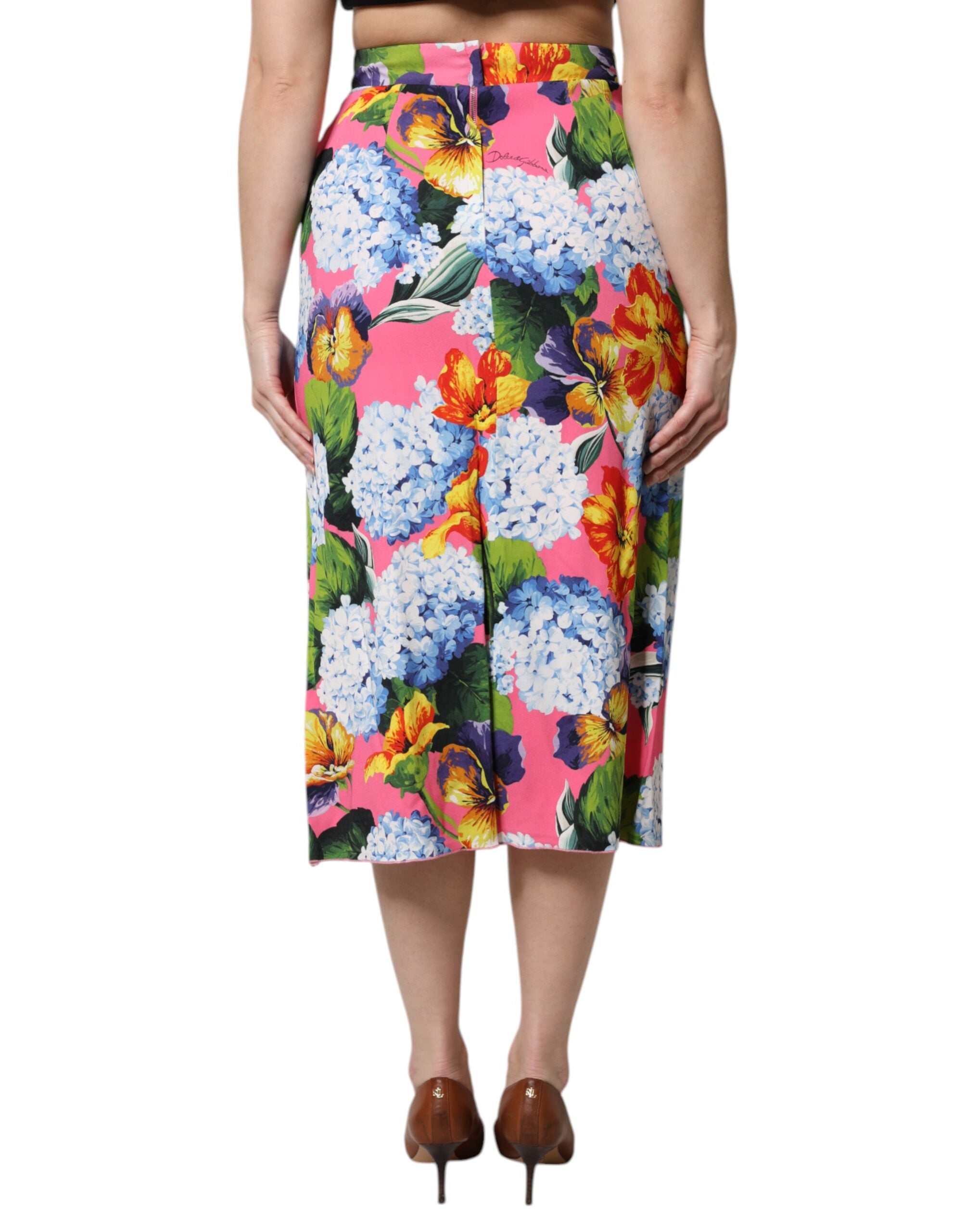 Dolce & Gabbana Multicolor Floral Print High Waist Midi Skirt -   -  Dolce & Gabbana.
