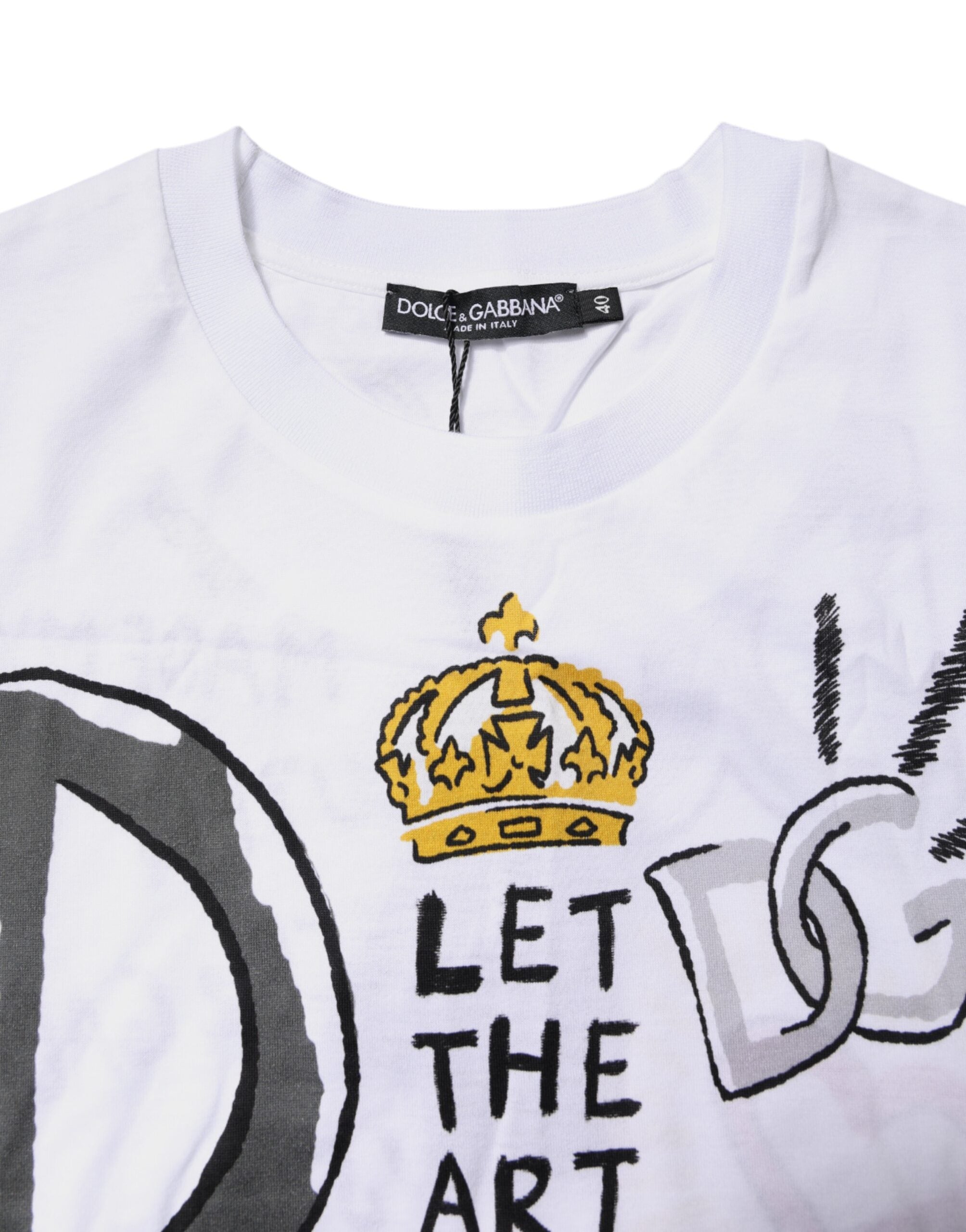 Dolce & Gabbana White Short-Sleeved Printed Jersey T-shirt -   -  Dolce & Gabbana.