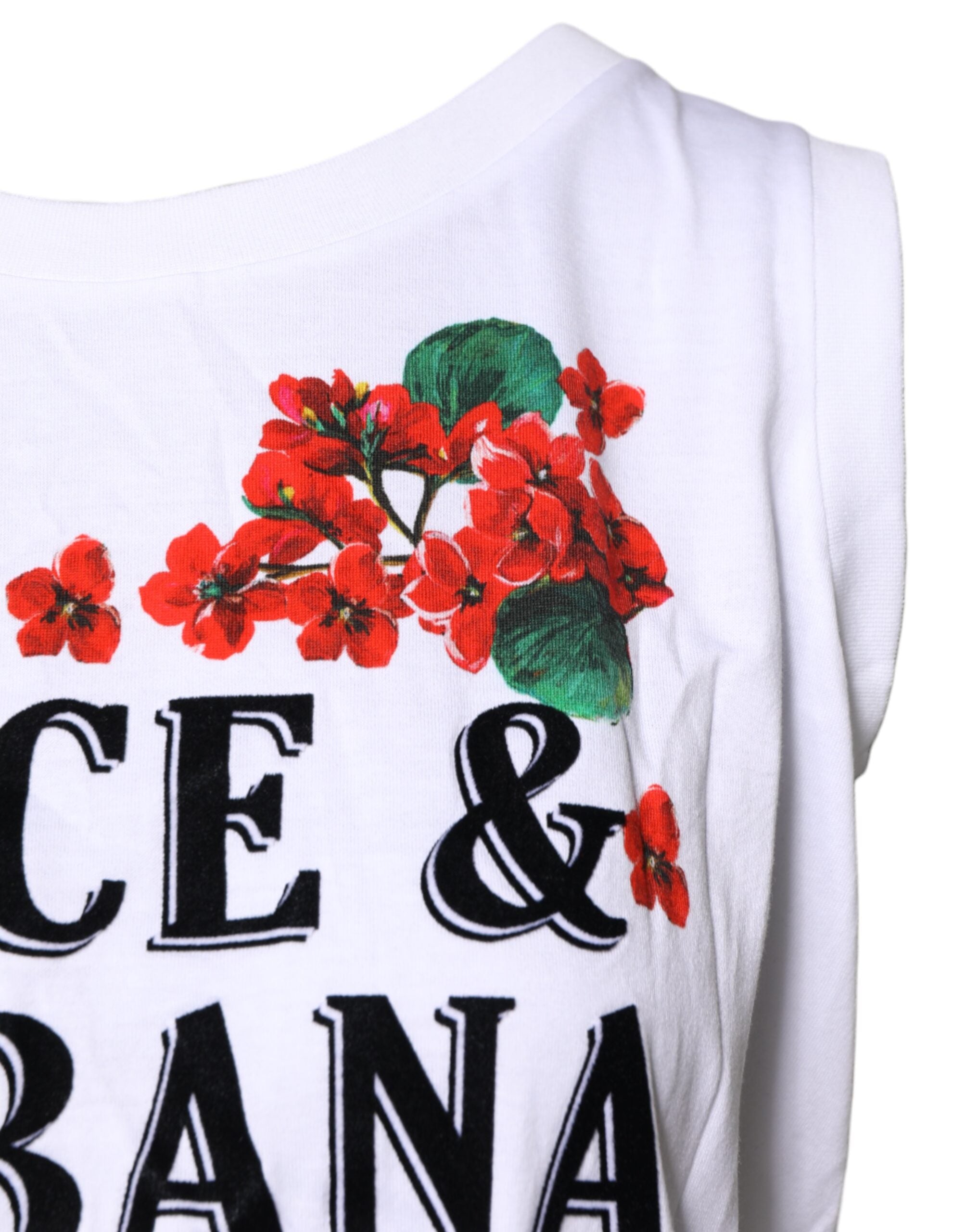 Dolce & Gabbana White Floral Printed Cotton Sleeveless T-shirt -   -  Dolce & Gabbana.