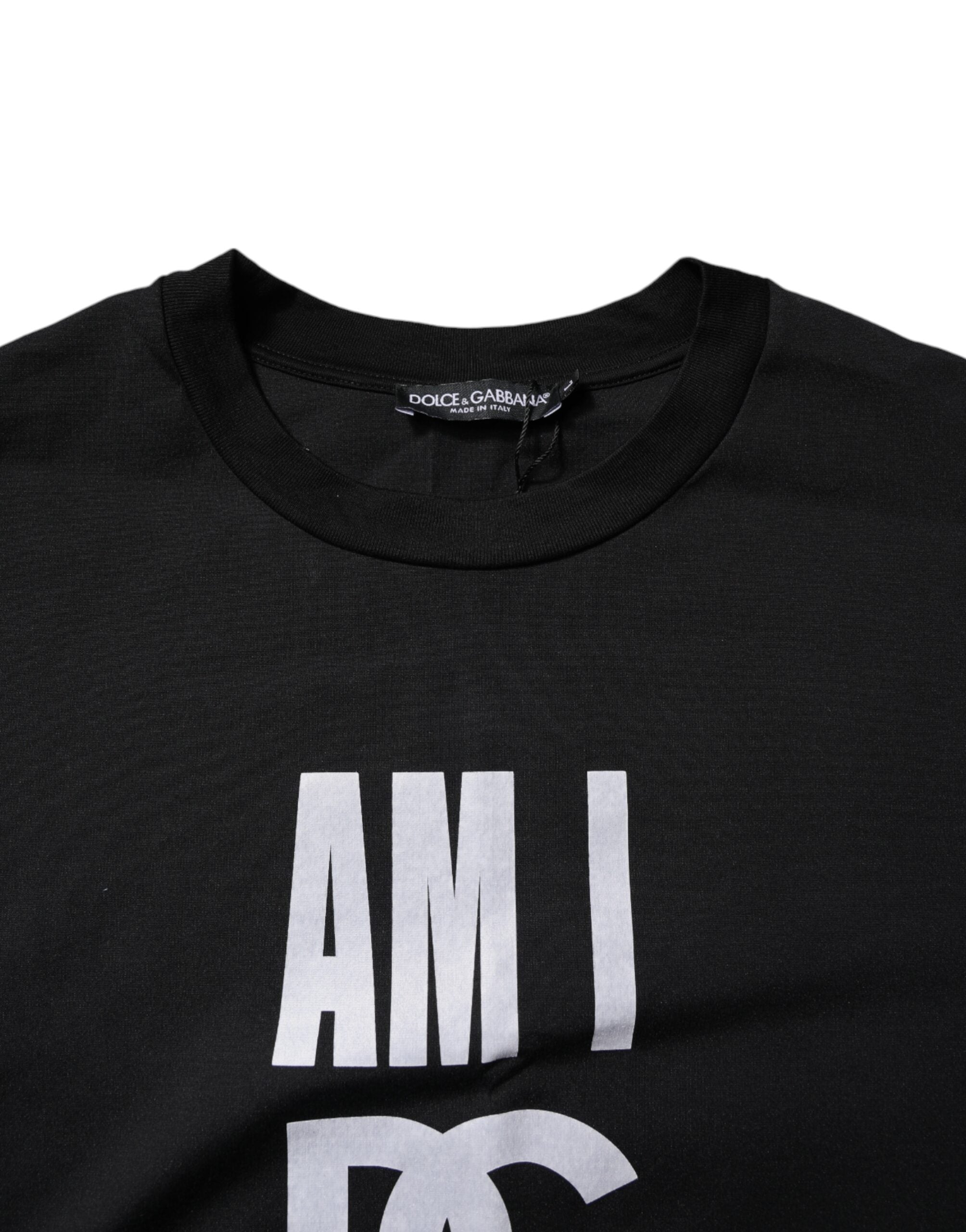 Dolce & Gabbana Black Printed Cotton Crew Neck Tee T-shirt -   -  Dolce & Gabbana.