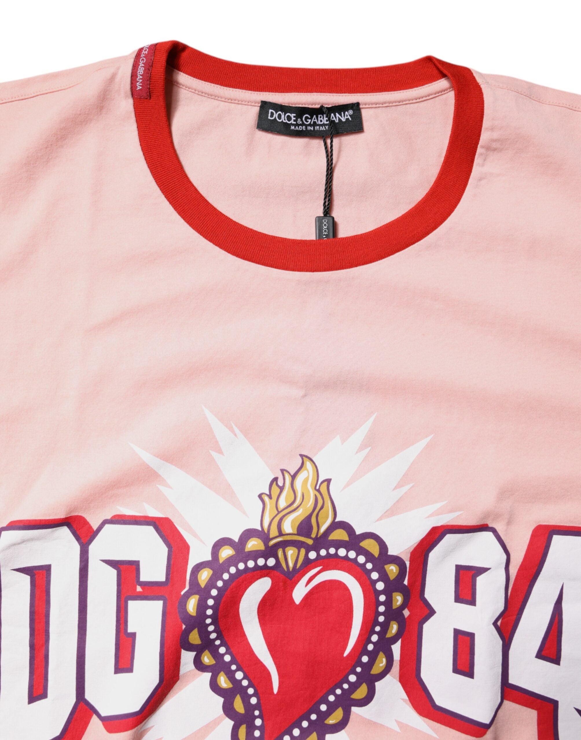 Dolce & Gabbana Pink D&G 84 Print Cotton Crew Neck T-shirt -   -  Dolce & Gabbana.