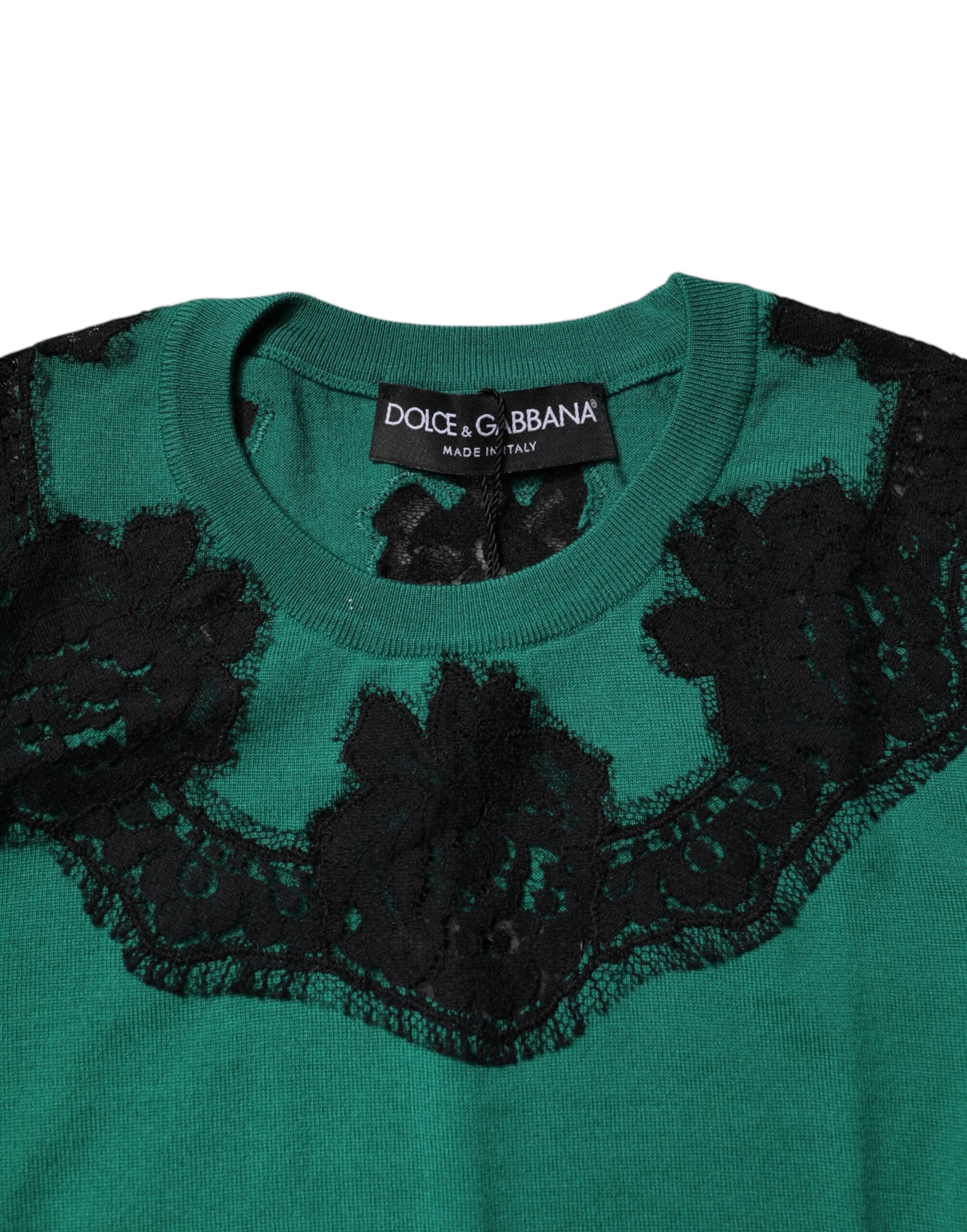 Dolce & Gabbana Green Wool Lace Detail Sleeveless Tank Top -   -  Dolce & Gabbana.