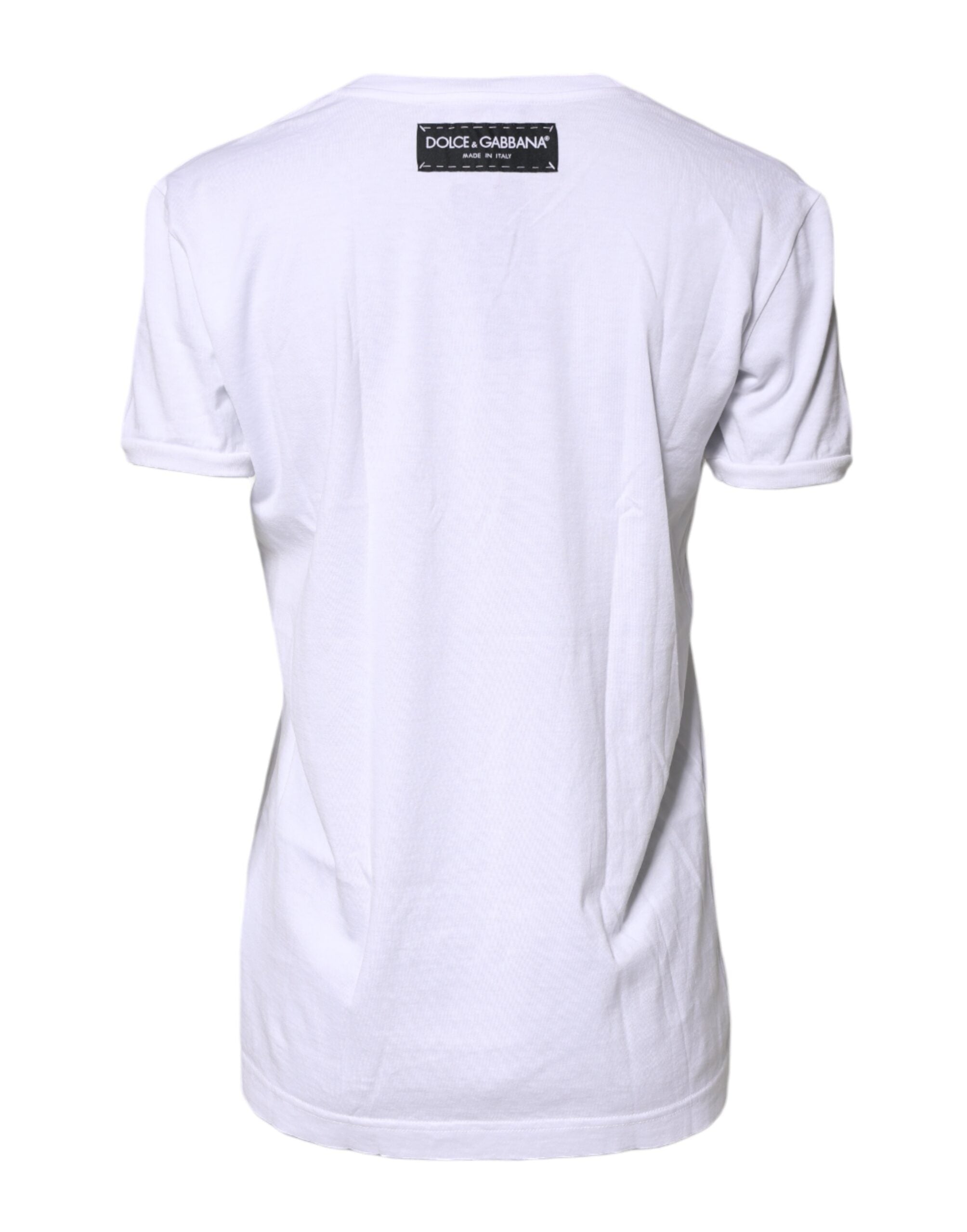 Dolce & Gabbana White Printed Cotton Round Neck Top T-shirt -   -  Dolce & Gabbana.