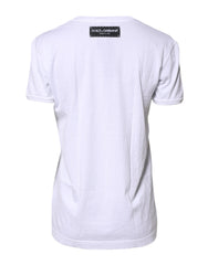 Dolce & Gabbana White Printed Cotton Round Neck Top T-shirt -   -  Dolce & Gabbana.