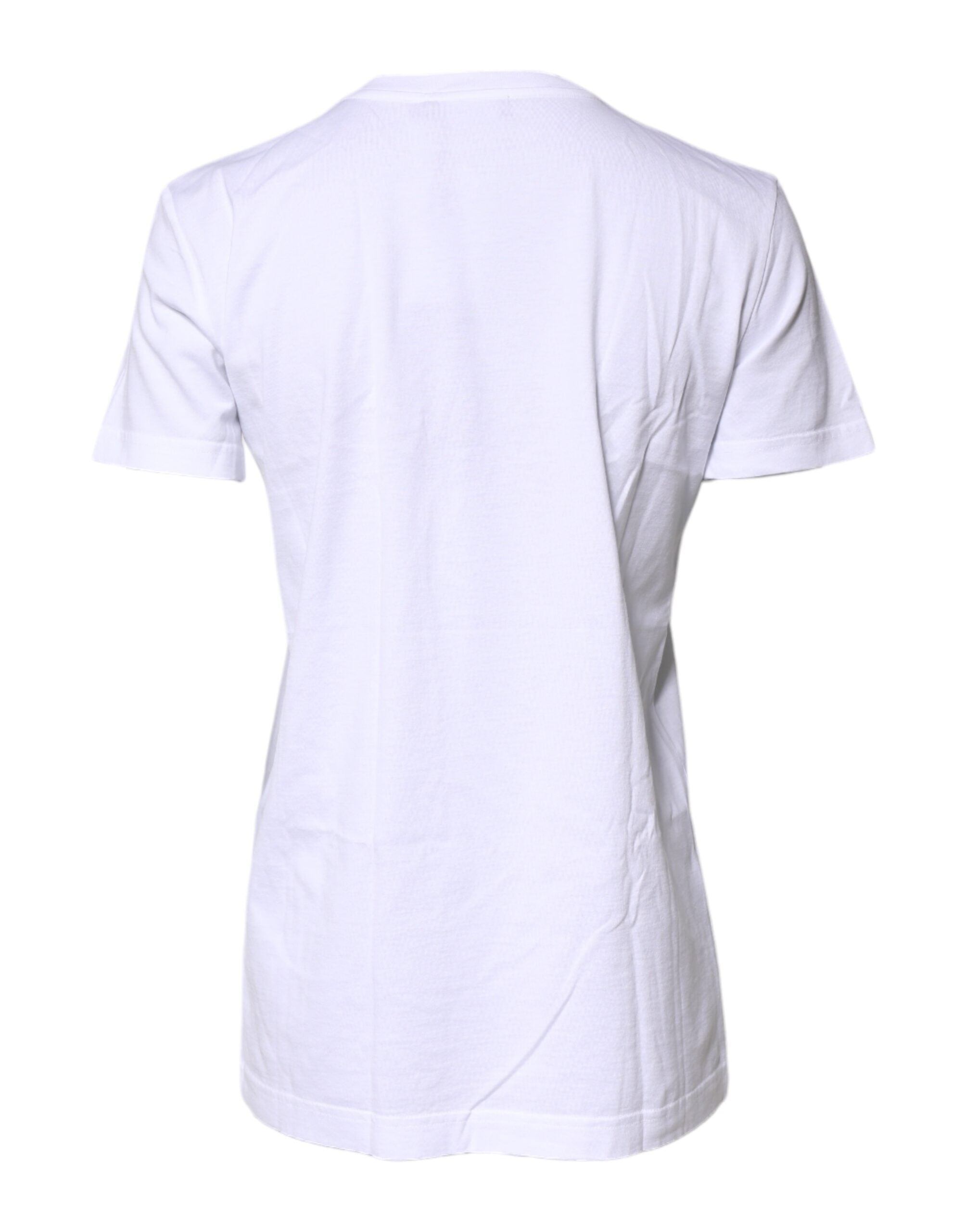 Dolce & Gabbana White Cotton Printed Round Neck Top T-shirt -   -  Dolce & Gabbana.