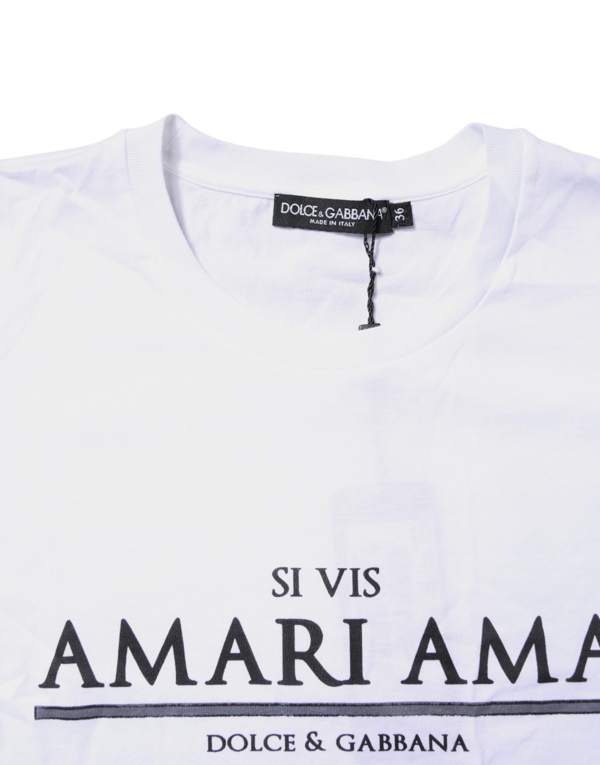 Dolce & Gabbana White Cotton Printed Round Neck Top T-shirt -   -  Dolce & Gabbana.