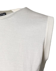 Dolce & Gabbana Cream Sleeveless Silk Round Neck Tank Top -   -  Dolce & Gabbana.