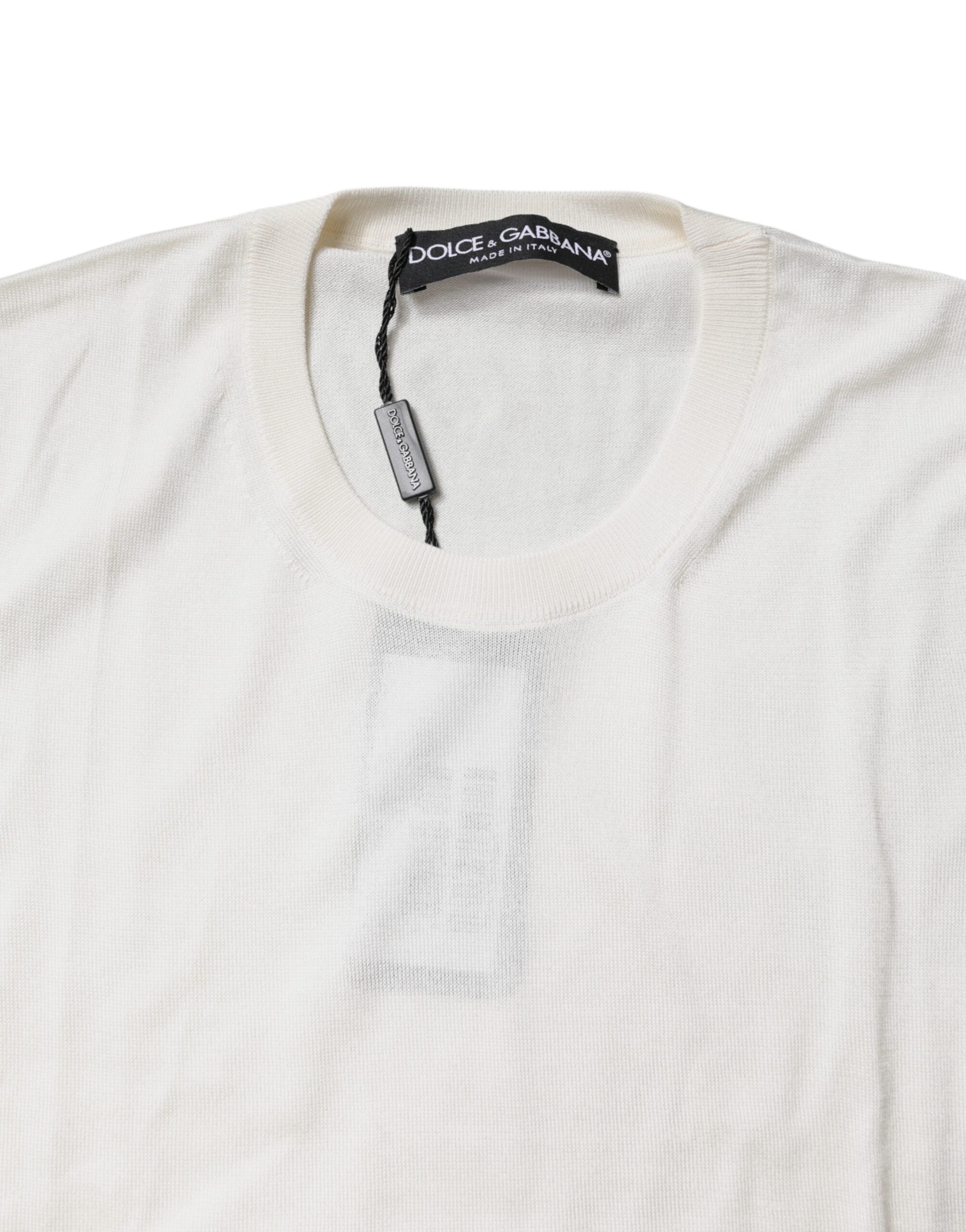 Dolce & Gabbana Cream Sleeveless Silk Round Neck Tank Top -   -  Dolce & Gabbana.
