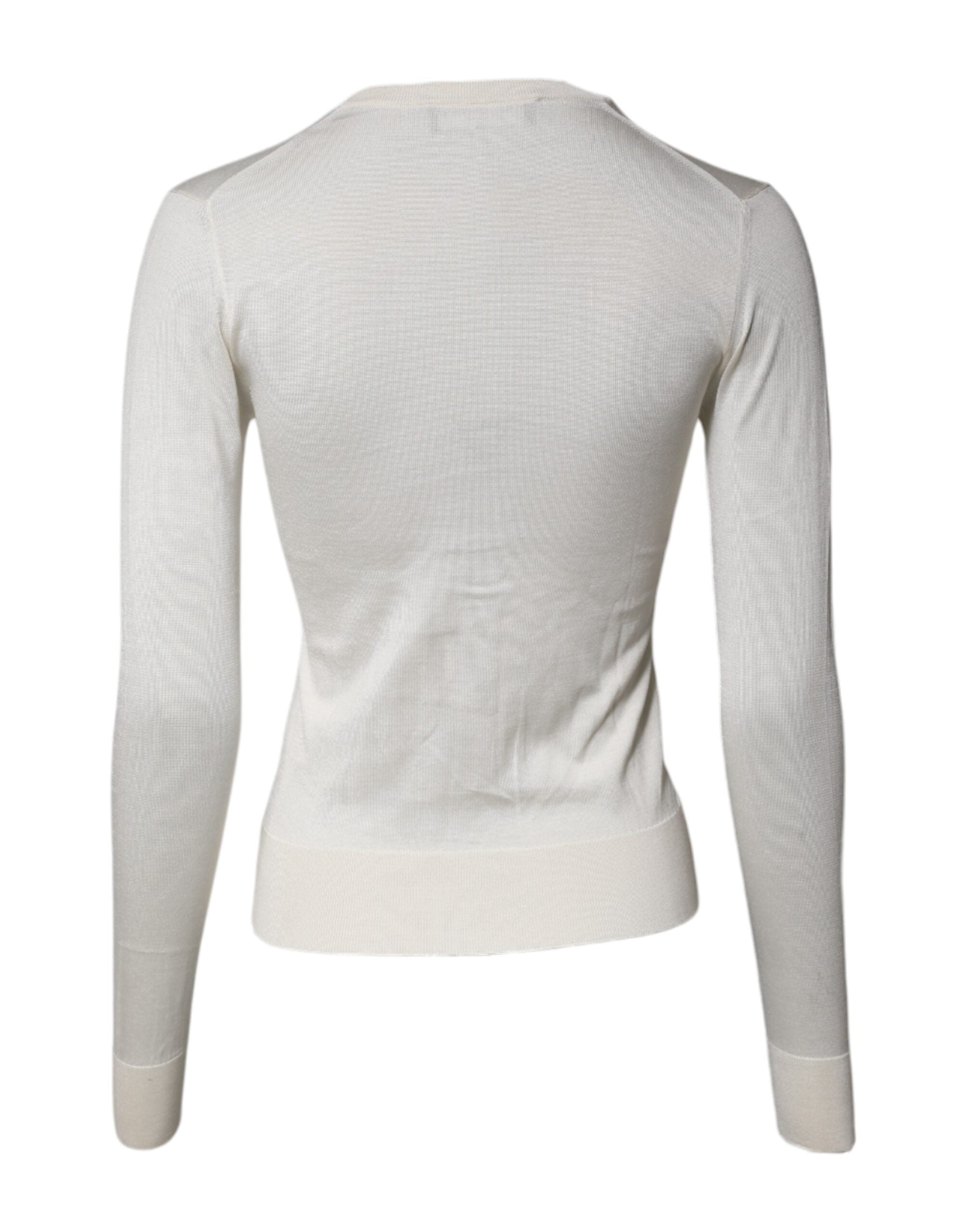 Dolce & Gabbana Cream Floral Silk Embellished Cardigan Sweater -   -  Dolce & Gabbana.