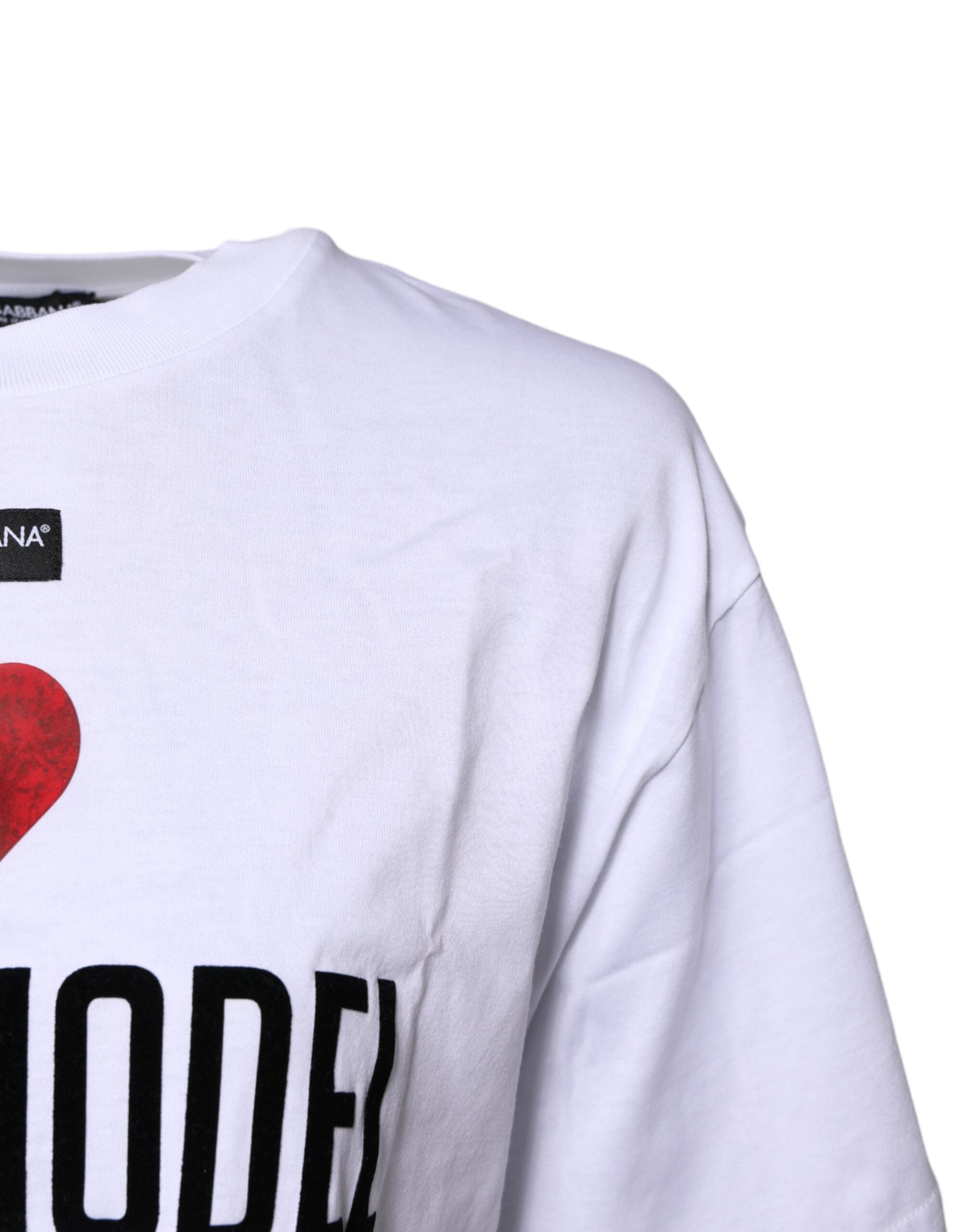 Dolce & Gabbana White Printed Round Neck Top Cotton T-shirt -   -  Dolce & Gabbana.