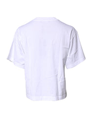 Dolce & Gabbana White Printed Round Neck Top Cotton T-shirt -   -  Dolce & Gabbana.
