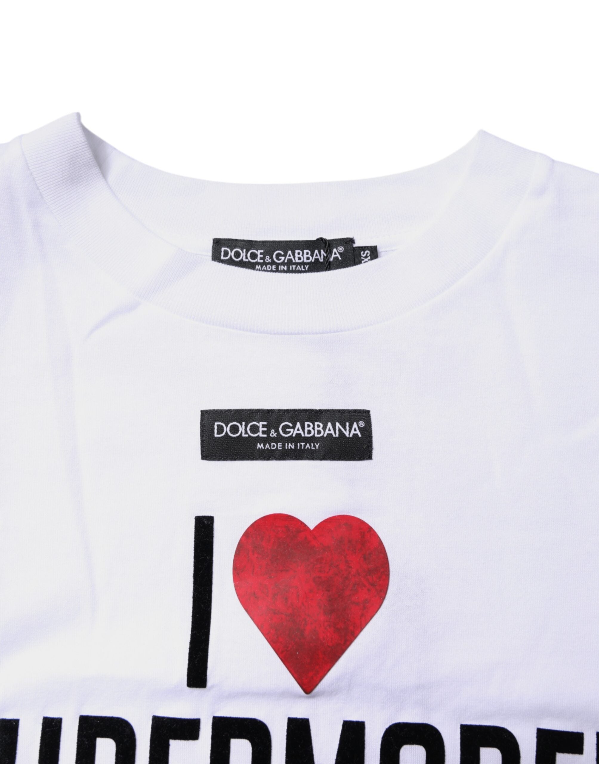 Dolce & Gabbana White Printed Round Neck Top Cotton T-shirt -   -  Dolce & Gabbana.