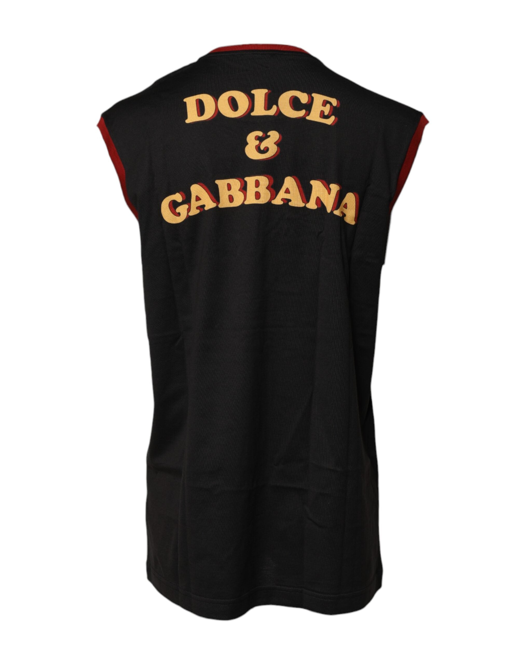 Dolce & Gabbana Black Pin Up Cotton Round Neckline Tank Top -   -  Dolce & Gabbana.
