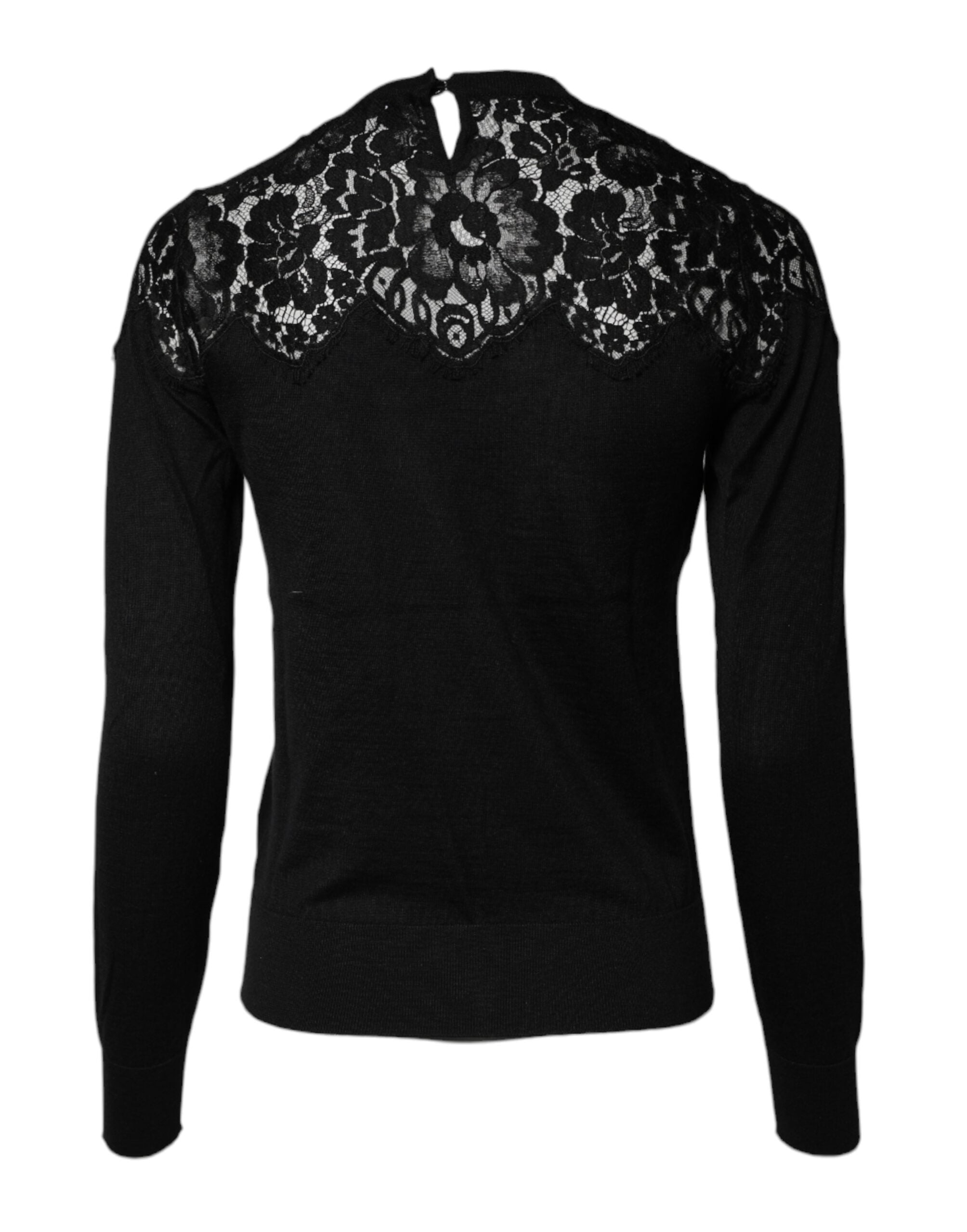Dolce & Gabbana Black Floral Lace Long Sleeves Blouse Top -   -  Dolce & Gabbana.