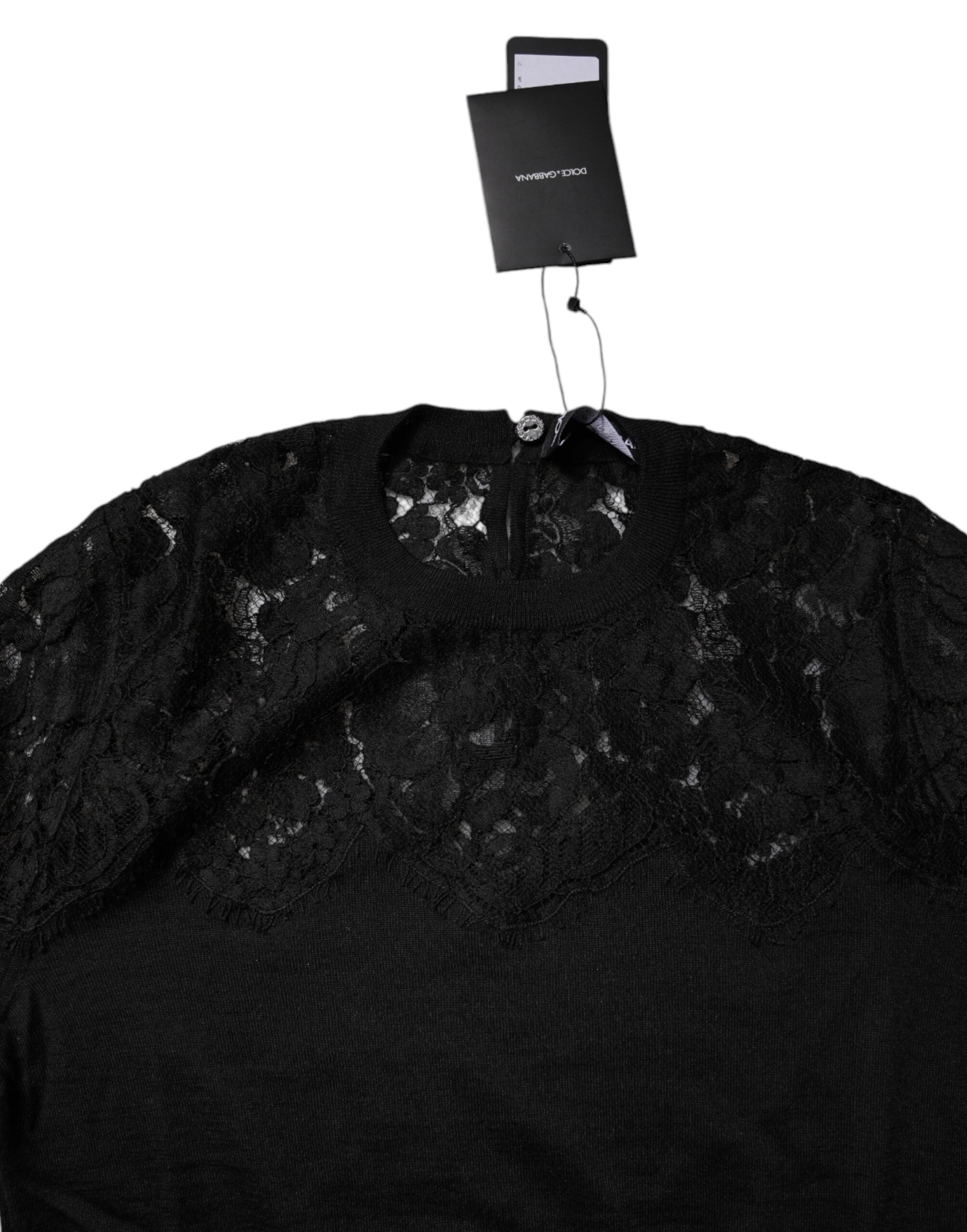 Dolce & Gabbana Black Floral Lace Long Sleeves Blouse Top -   -  Dolce & Gabbana.
