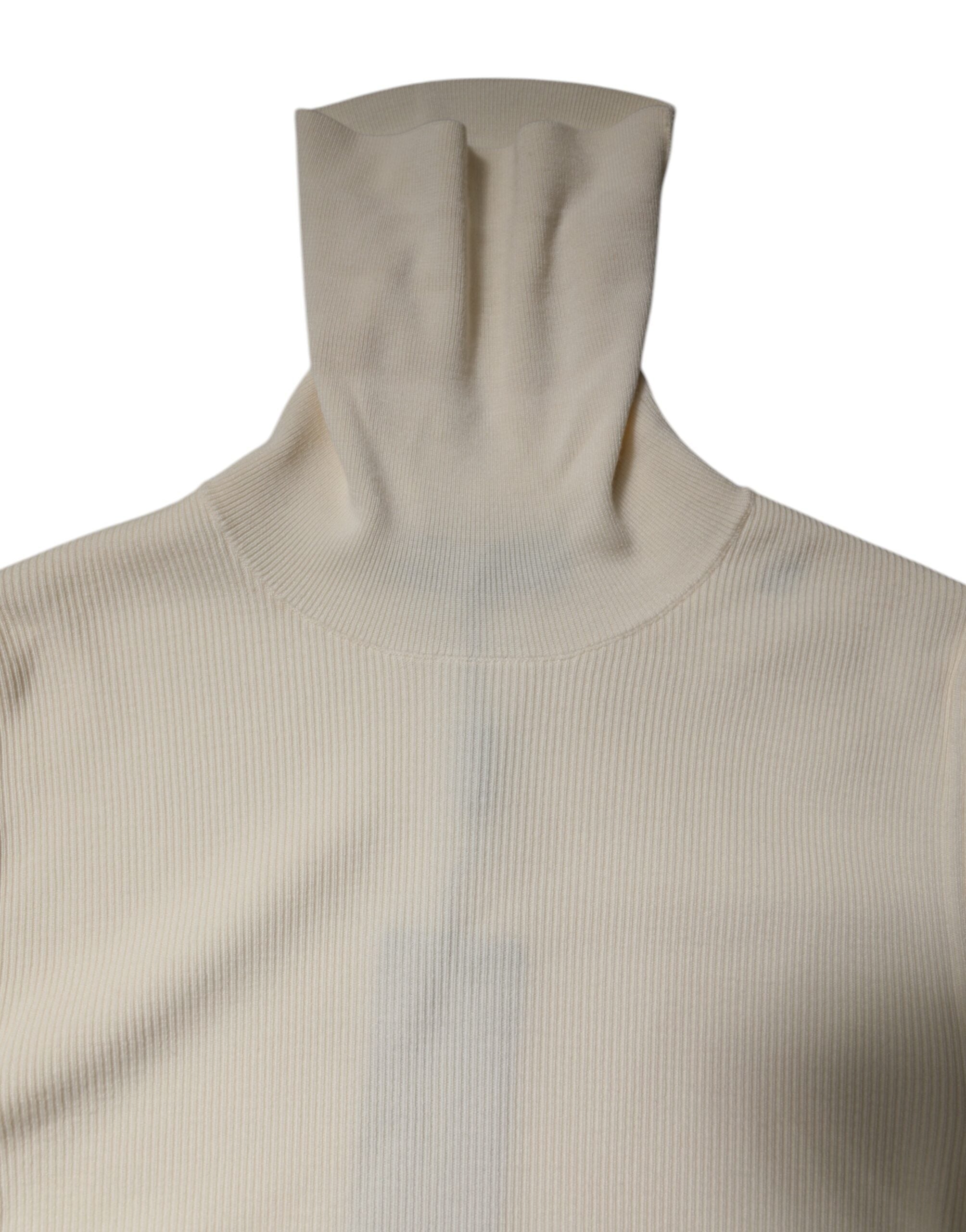 Dolce & Gabbana Cream Long Sleeves Turtleneck Slim Sweater -   -  Dolce & Gabbana.