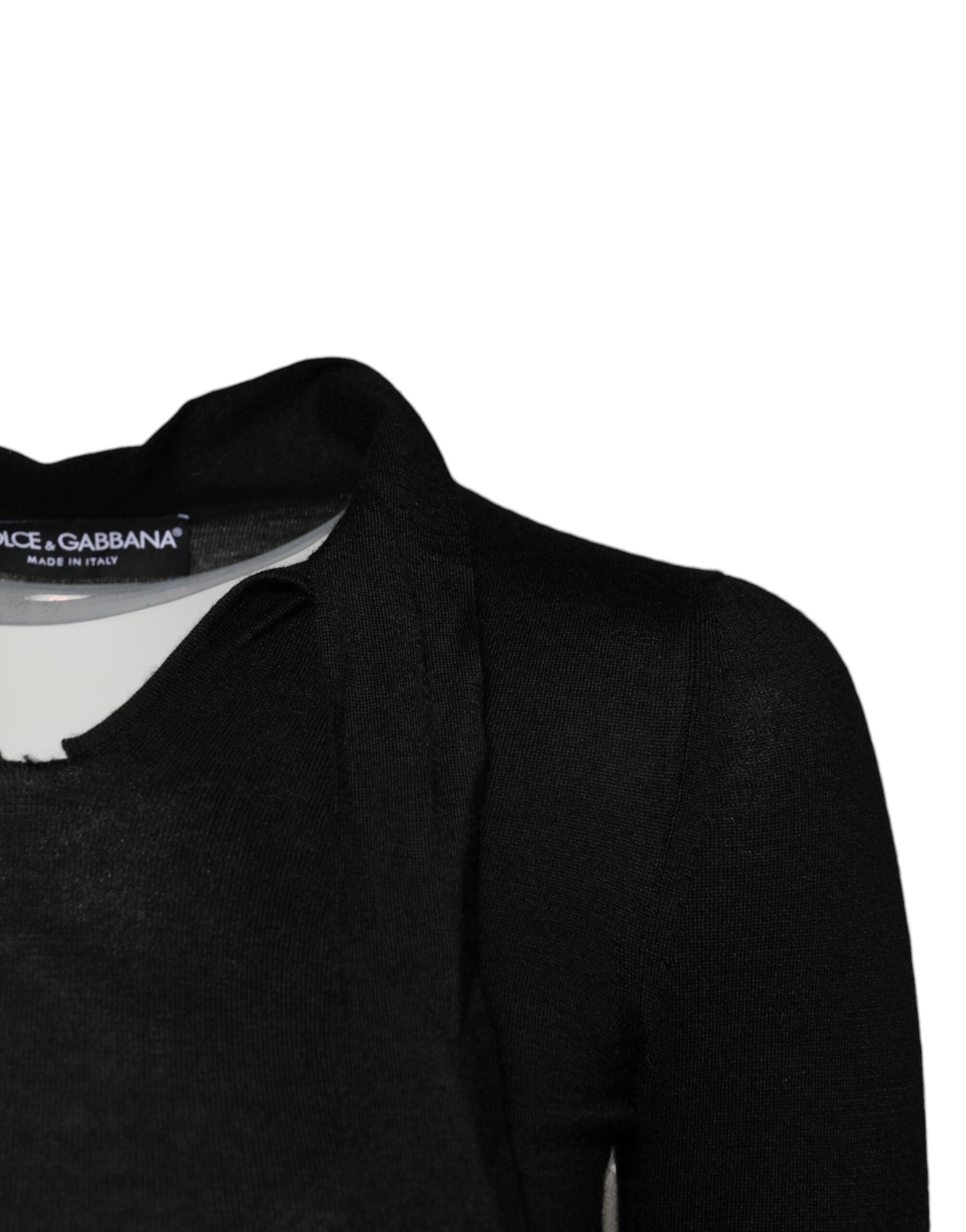 Dolce & Gabbana Black Cashmere Ascot Collar Long Sleeve Top -   -  Dolce & Gabbana.