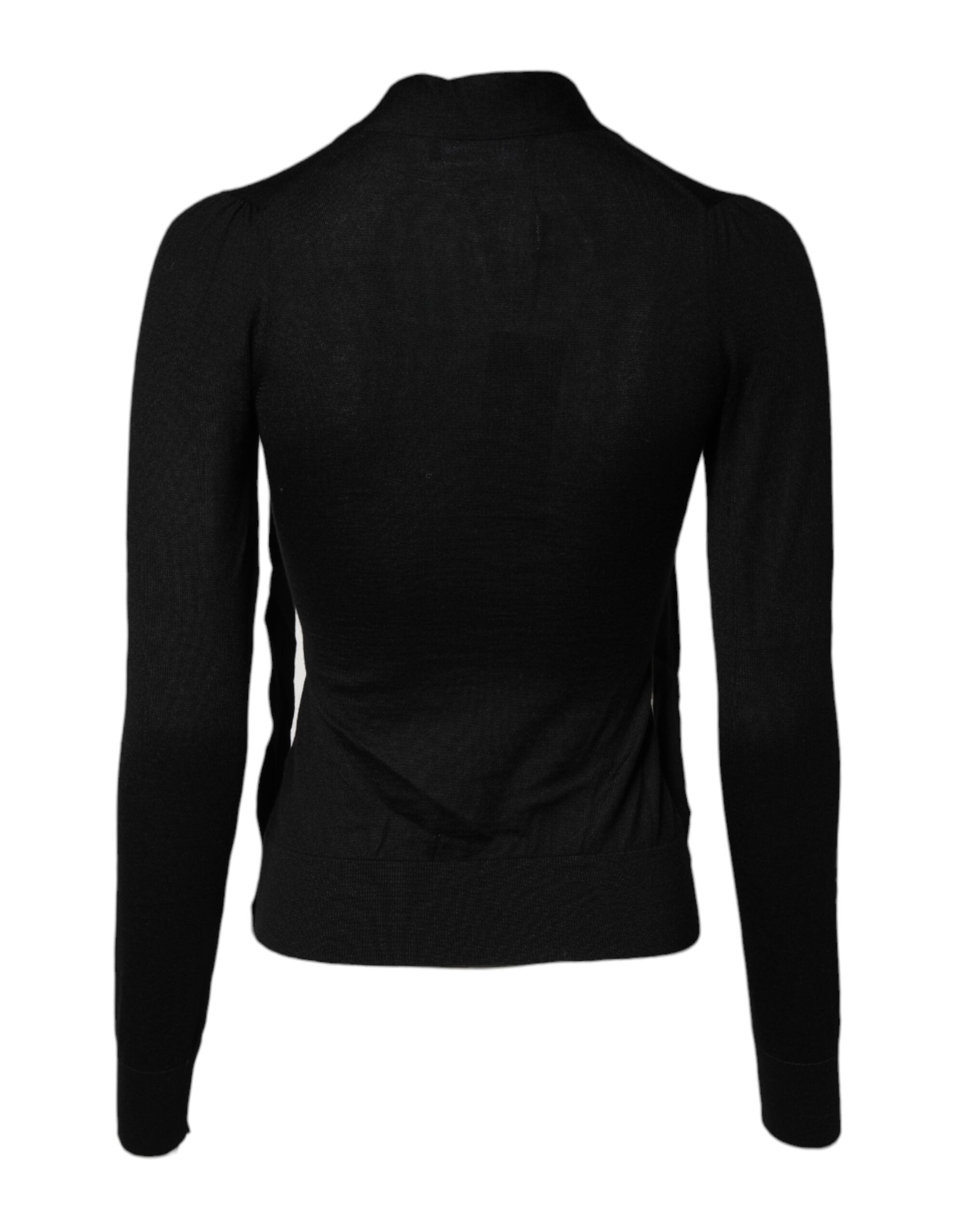 Dolce & Gabbana Black Cashmere Ascot Collar Long Sleeve Top -   -  Dolce & Gabbana.