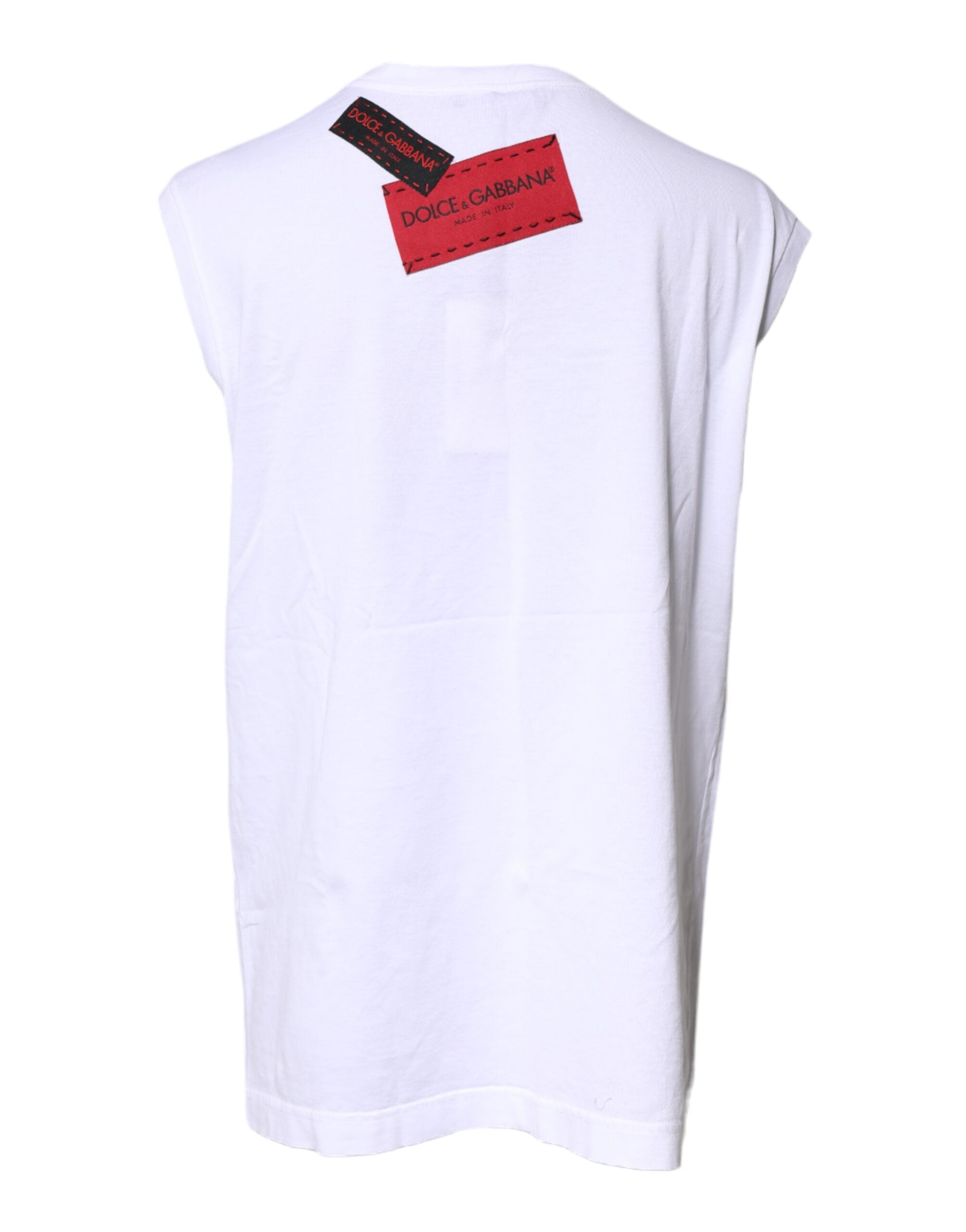 Dolce & Gabbana White Floral Graphic Print Sleeveless Tank Top -   -  Dolce & Gabbana.