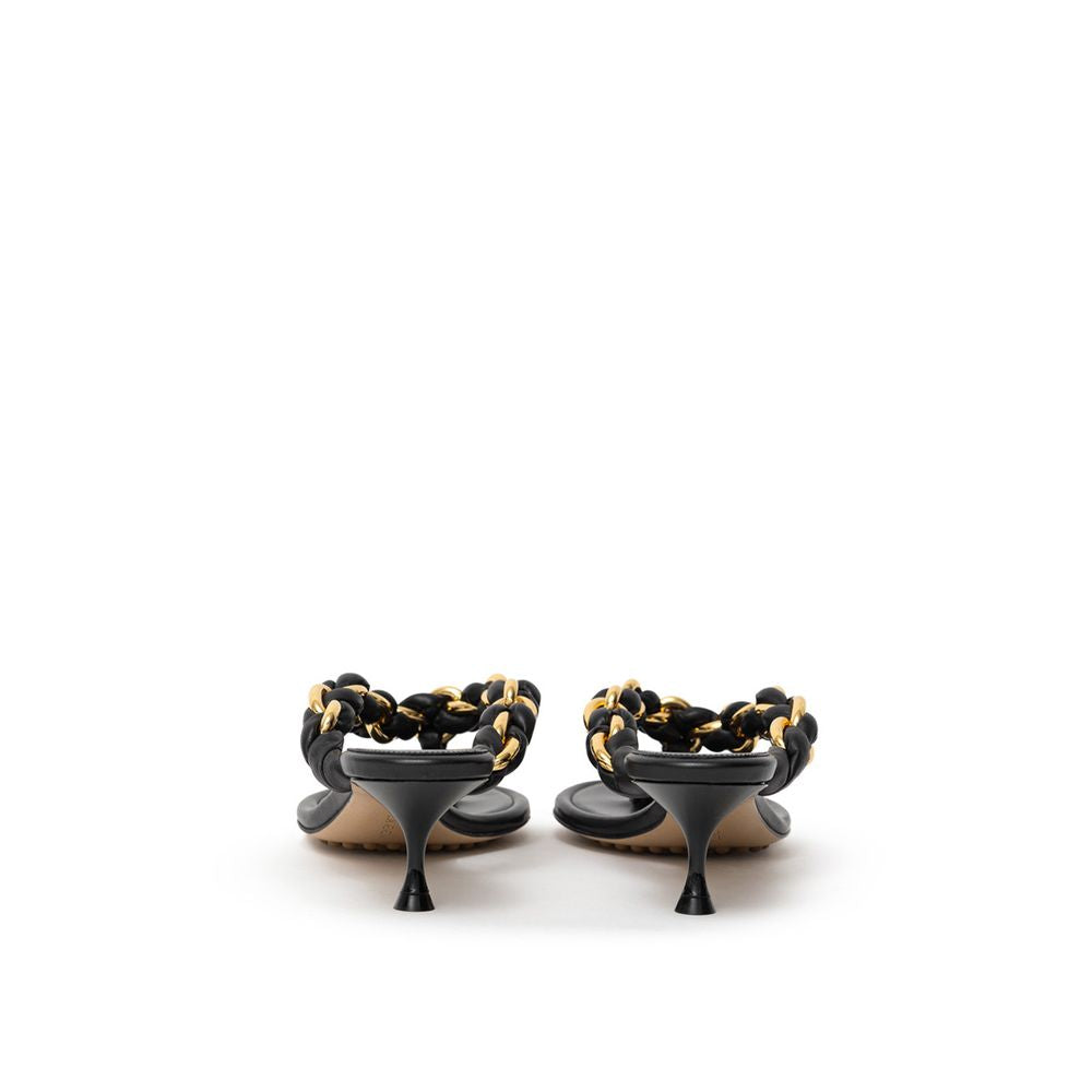 Bottega Veneta Black Leather Flip-Flop Sandal -   -  Bottega Veneta.