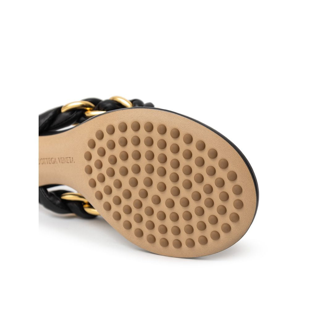 Bottega Veneta Black Leather Flip-Flop Sandal -   -  Bottega Veneta.