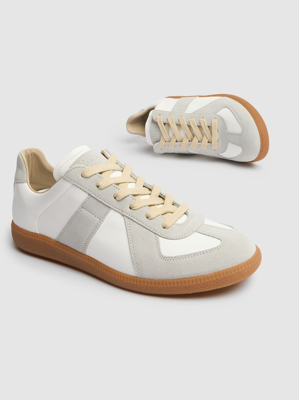 Maison Margiela Low Leather And Suede Sneakers -   -  Maison Margiela.