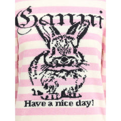 Ganni Striped sweater with rabbit -   -  Ganni.